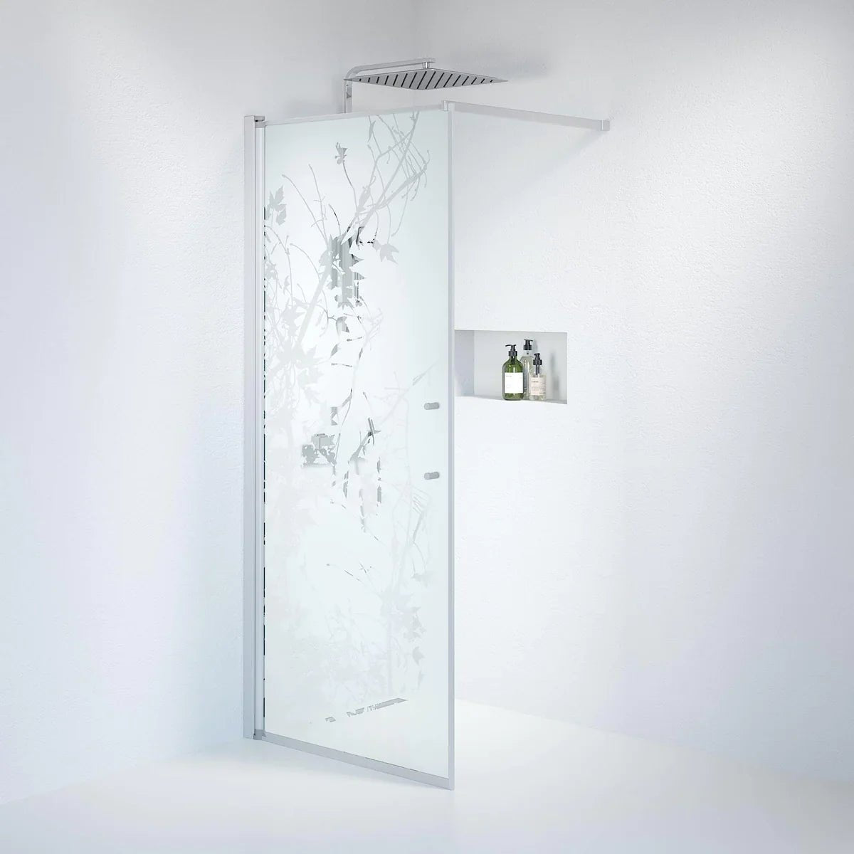 Vänern Duschvägg, Frostat Decor Glas, Borstad Aluminium Profil - Duschväggar - BATH DELUXE - PRESTIGE - 39 - 080 - 67 - 54 - 00 - BATHDELUXE SWEDEN