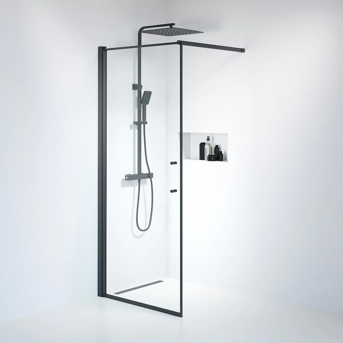 Vänern Duschvägg, Klarglas, Svart Profil - Duschväggar - BATH DELUXE - PRESTIGE - 39 - 090 - 02 - 50 - 00 - BATHDELUXE SWEDEN