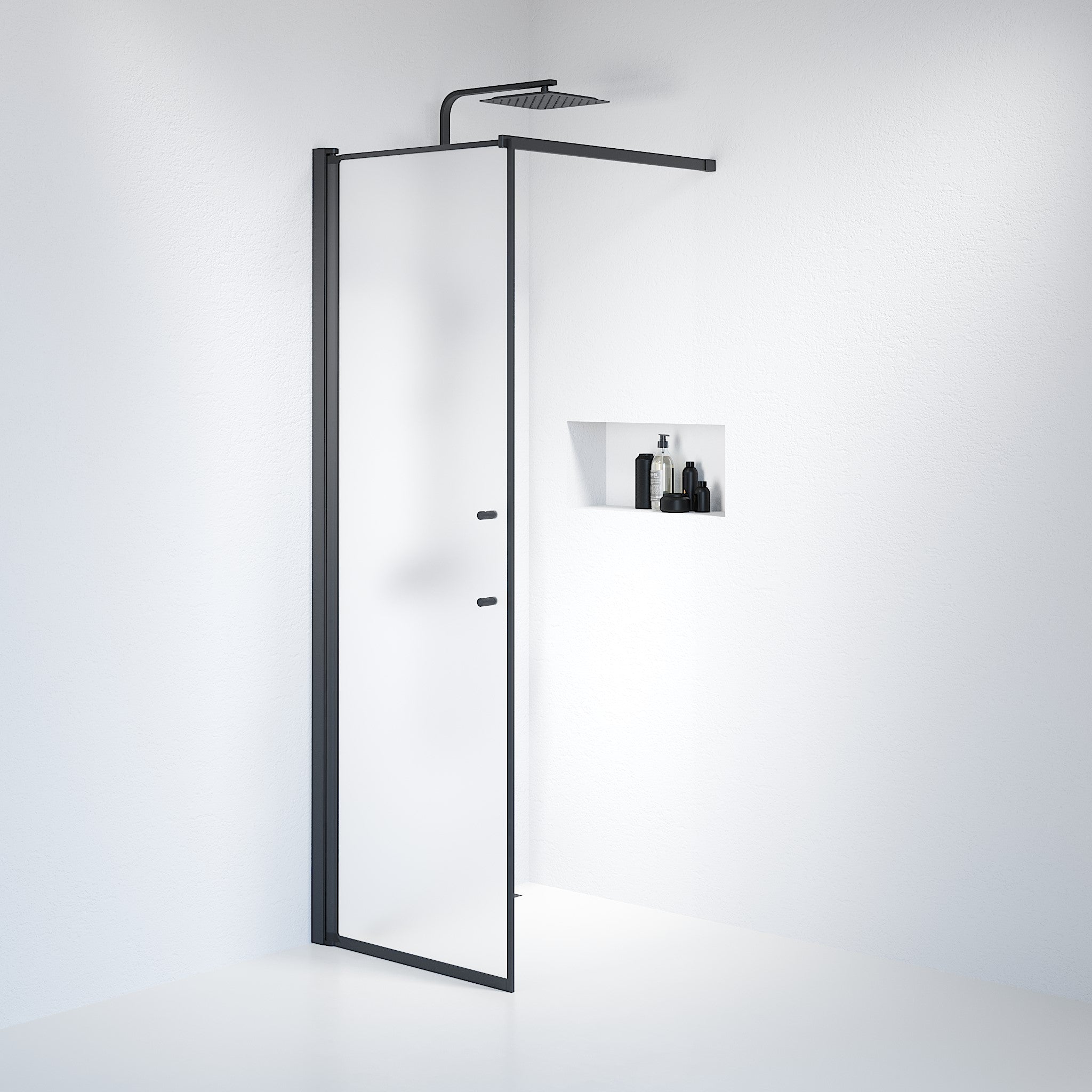 Wall - Frosted, Shower Enclosure Set - Code, Matt/Black - 90 cm - MASTERSTORE - 8595677121636 - Shower Enclosure Set - Code - 39 - 090 - 02 - 55 - 00 - 8595677121636