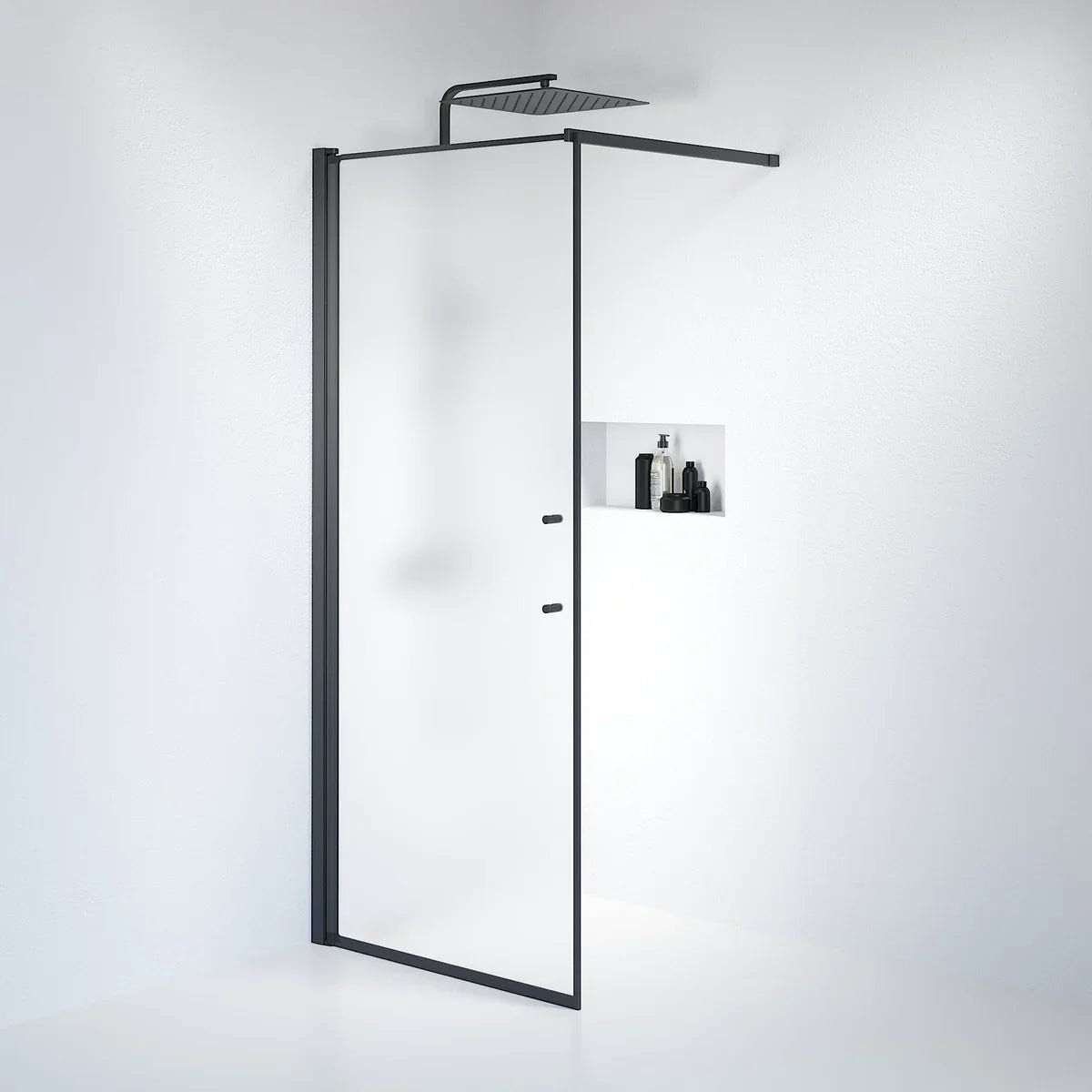 Vänern Duschvägg, Frostat Glas, Svart Profil - Duschväggar - BATH DELUXE - PRESTIGE - 39 - 090 - 02 - 55 - 00 - BATHDELUXE SWEDEN