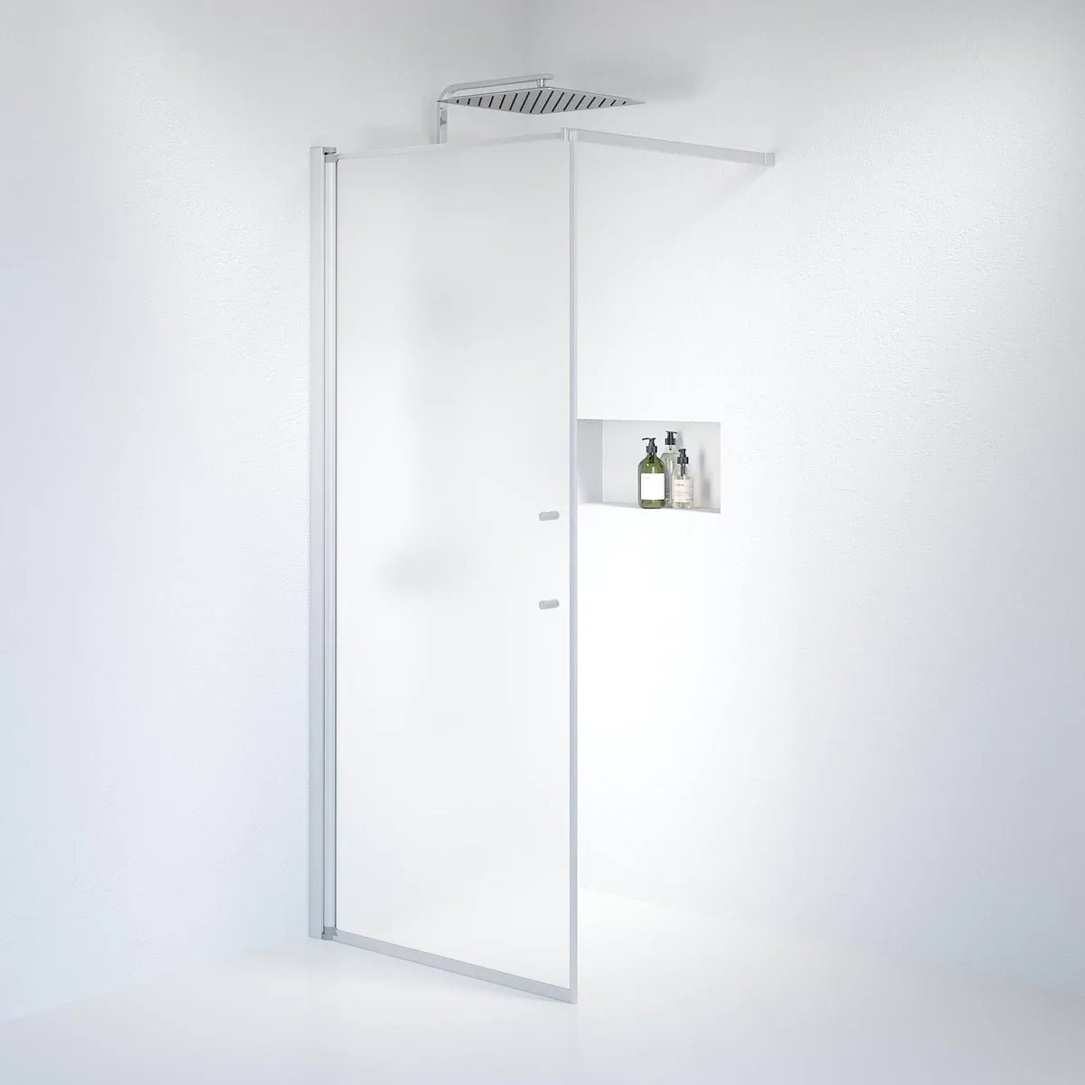 Vänern Duschvägg, Frostat Glas, Borstad Aluminium Profil - Duschväggar - BATH DELUXE - PRESTIGE - 39 - 090 - 67 - 55 - 00 - BATHDELUXE SWEDEN