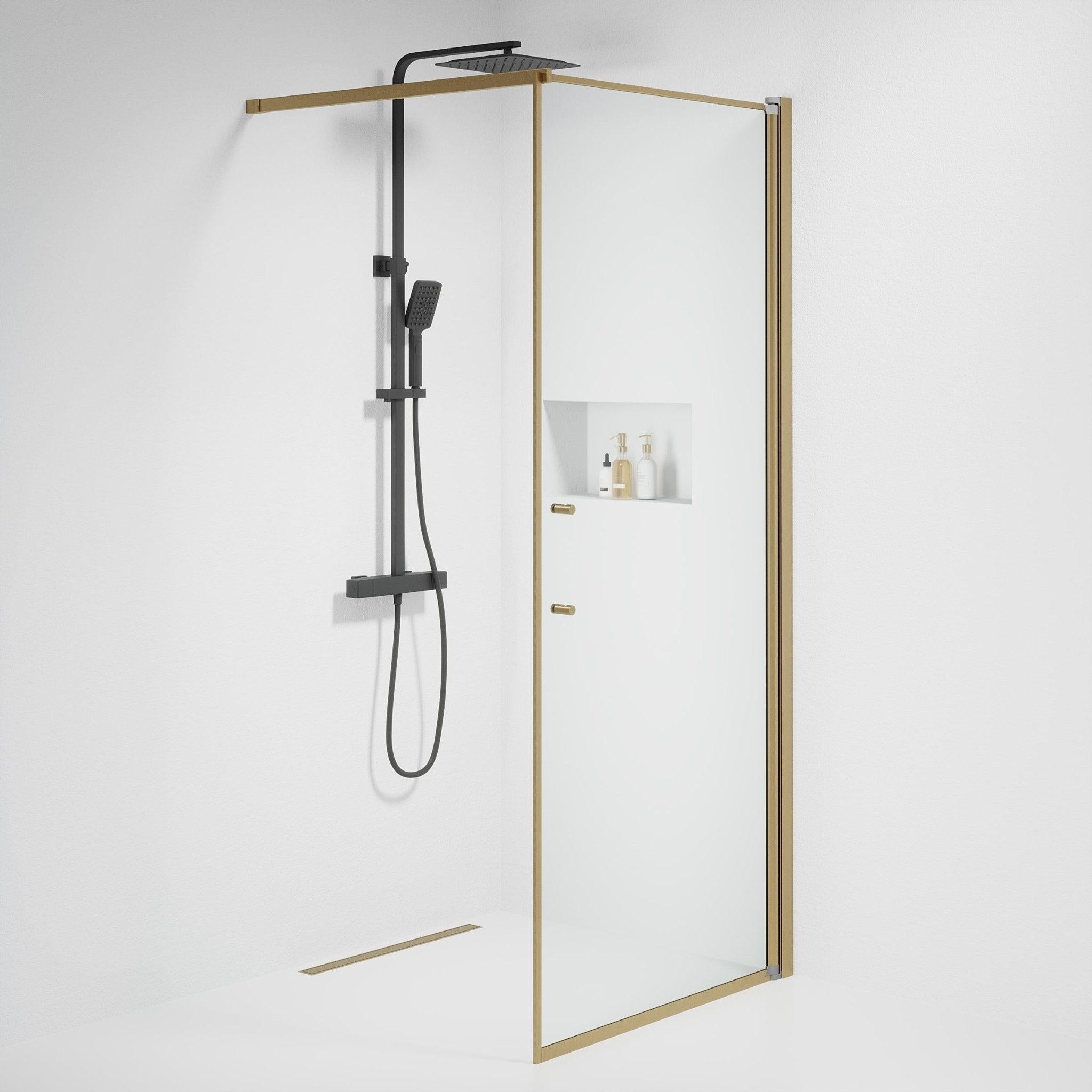 Kvadratisk - Klar, Duschset - Kvadratisk, Klar/Brons - 90 cm - Duschkabinset - Kod - BATH DELUXE - PRESTIGE - 39-090-70-50-00 - BATHDELUXE SWEDEN