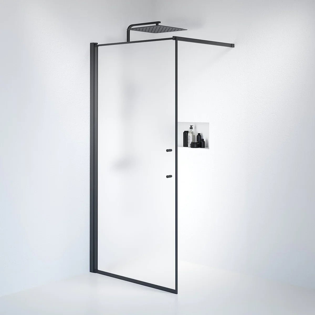 Vänern Duschvägg, Frostat Glas, Svart Profil - Duschväggar - BATH DELUXE - PRESTIGE - 39 - 100 - 02 - 55 - 00 - BATHDELUXE SWEDEN