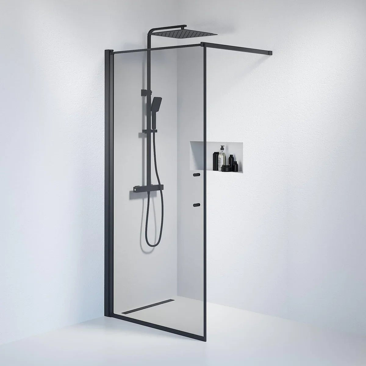 Vänern Duschvägg, Rökfärgat Glas, Svart Profil - Duschväggar - BATH DELUXE - PRESTIGE - 39 - 100 - 02 - 56 - 00 - BATHDELUXE SWEDEN