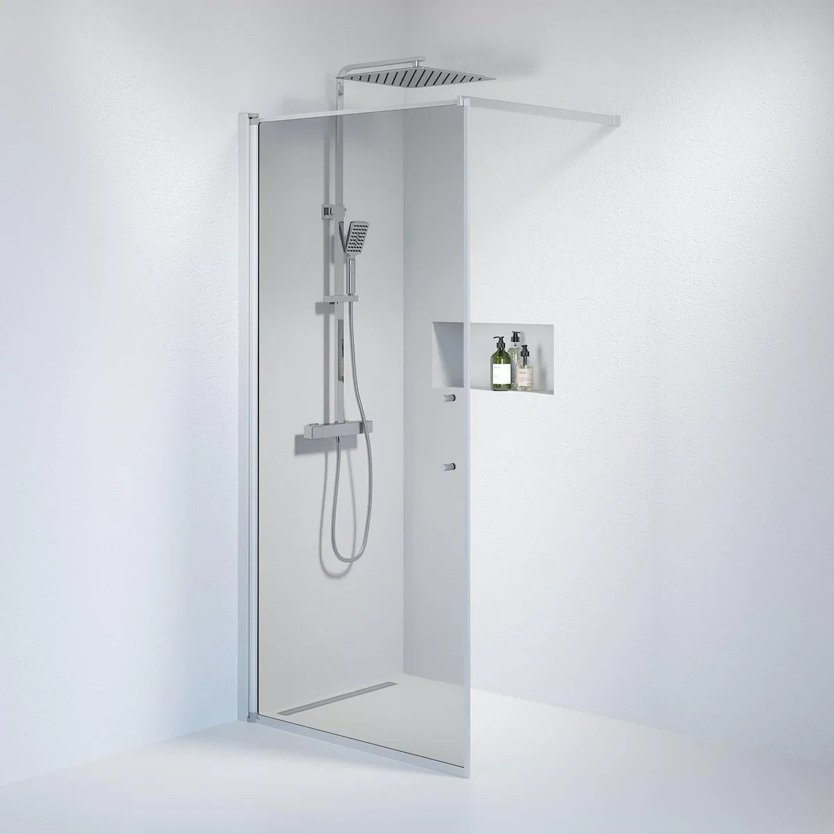 Vänern Duschvägg, Rökfärgat Glas, Borstad Aluminium Profil - Duschväggar - BATH DELUXE - PRESTIGE - 39 - 100 - 67 - 56 - 00 - BATHDELUXE SWEDEN