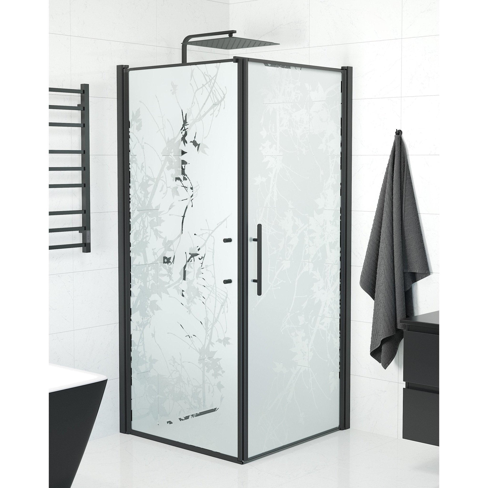 Vägg + Dörr - Dekor, Duschset - Vägg &amp; Dörr, Dekor/Svart - 80 cm - Duschkabinset - Kod - BATH DELUXE - PRESTIGE - 40-808-00-54-00 - BATHDELUXE SWEDEN