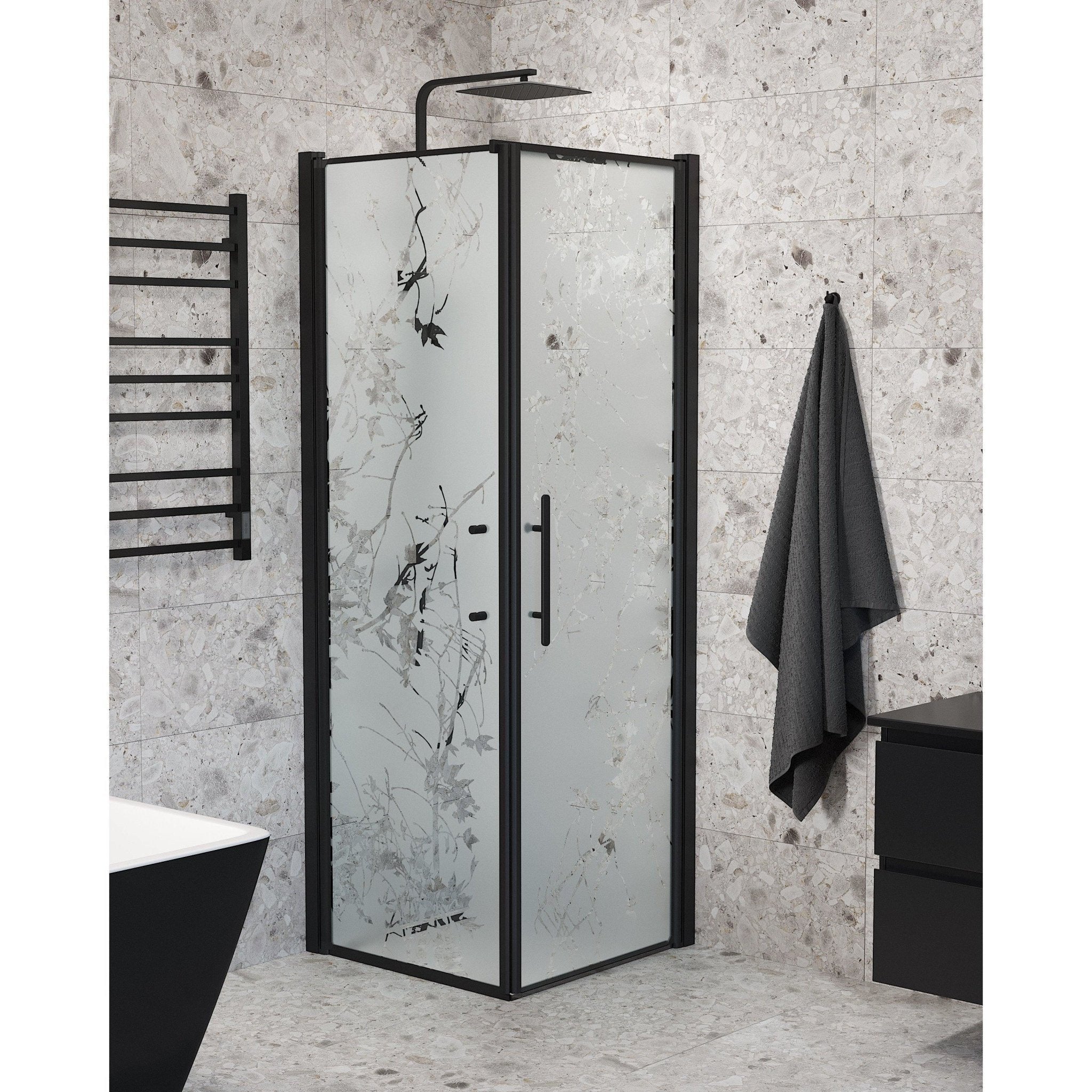 Vägg + Dörr - Dekor, Duschset - Vägg &amp; Dörr, Dekor/Svart - 80 cm - Duschkabinset - Kod - BATH DELUXE - PRESTIGE - 40-808-00-54-00 - BATHDELUXE SWEDEN