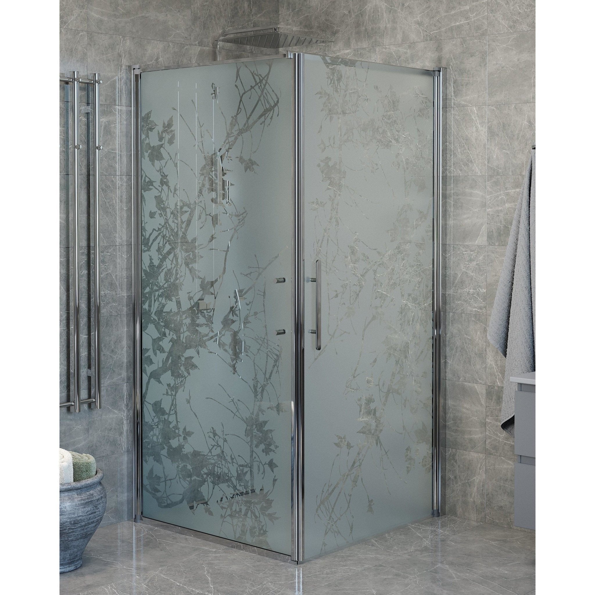 Vägg + Dörr - Dekor, Duschset - Vägg &amp; Dörr, Dekor/Krom - 80 cm - Duschkabinset - Kod - BATH DELUXE - PRESTIGE - 40-808-01-54-00 - BATHDELUXE SWEDEN