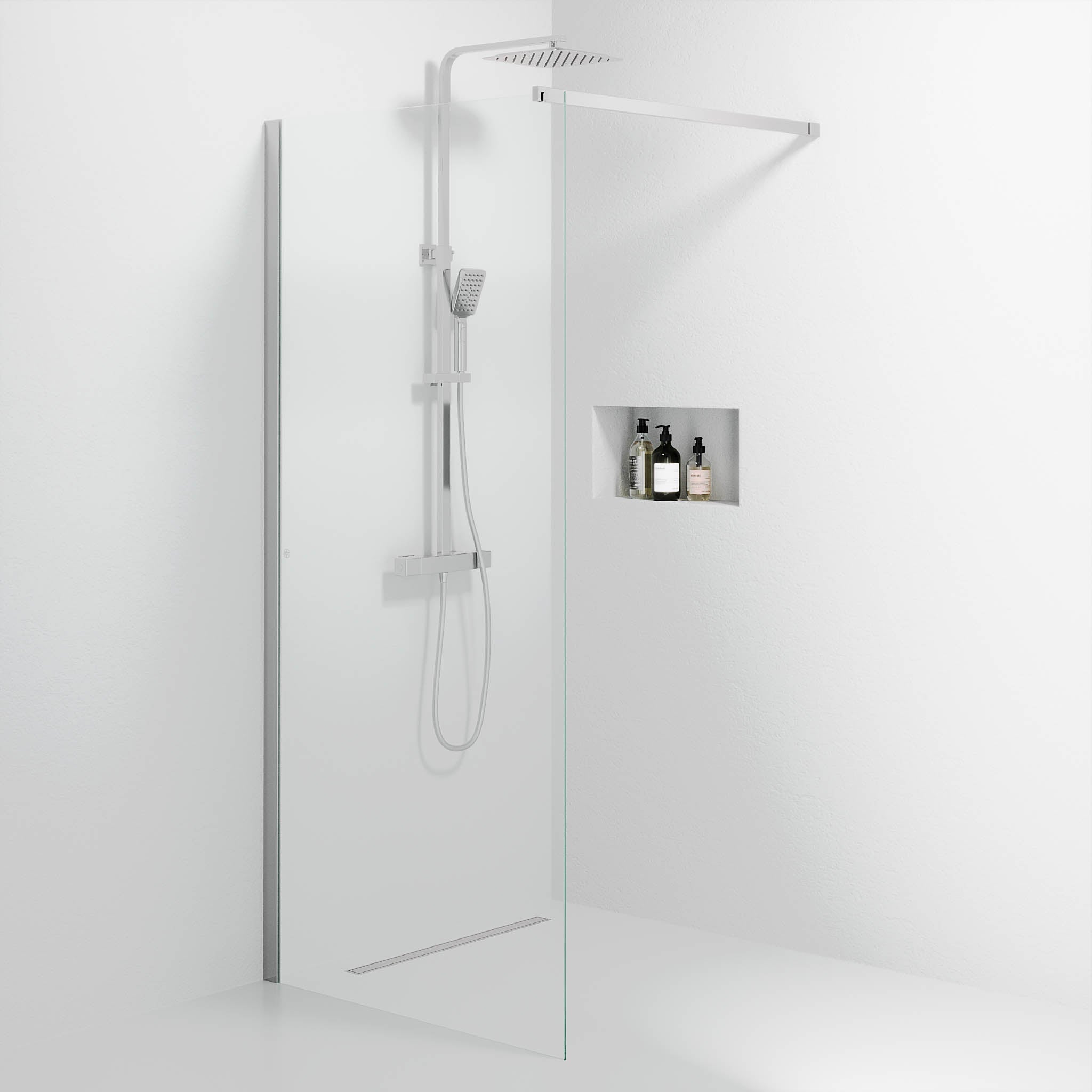 Sandefjord, Shower Wall, Clear/Chrome - 80 cm - MASTERSTORE - 8595677180497 - Shower Wall - 42 - 080 - 07 - 60 - 00 - 8595677180497