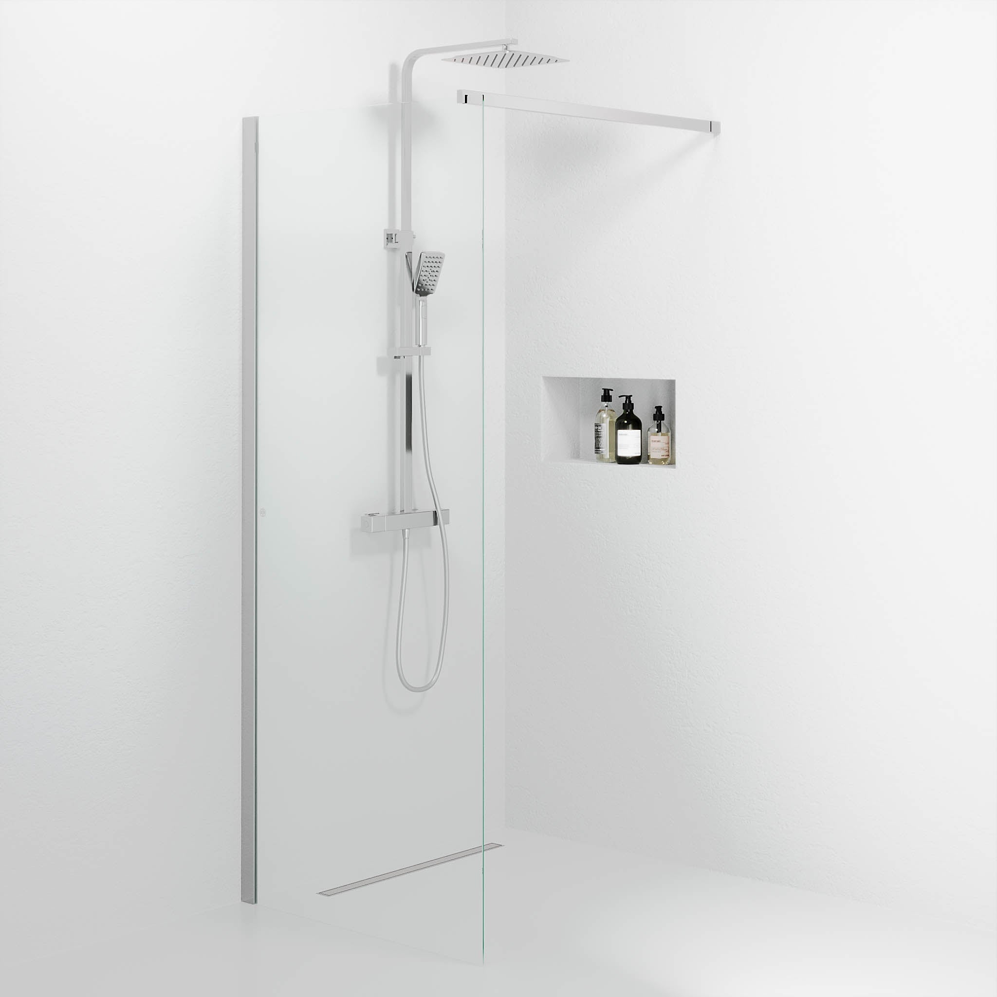 Sandefjord, Shower Wall, Clear/Chrome - 90 cm - MASTERSTORE - 8595677180466 - Shower Wall - 42 - 090 - 07 - 60 - 00 - 8595677180466