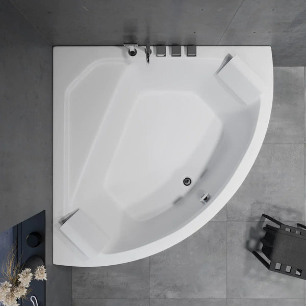 Hörnbadkar Ulstrup med nackkudde, frontpanel och badkarsblandar - Inbyggnadsbadkar - BATH DELUXE - EXCLUSIVE - 47 - 130 - 01 - 11 - 31 - BATHDELUXE SWEDEN