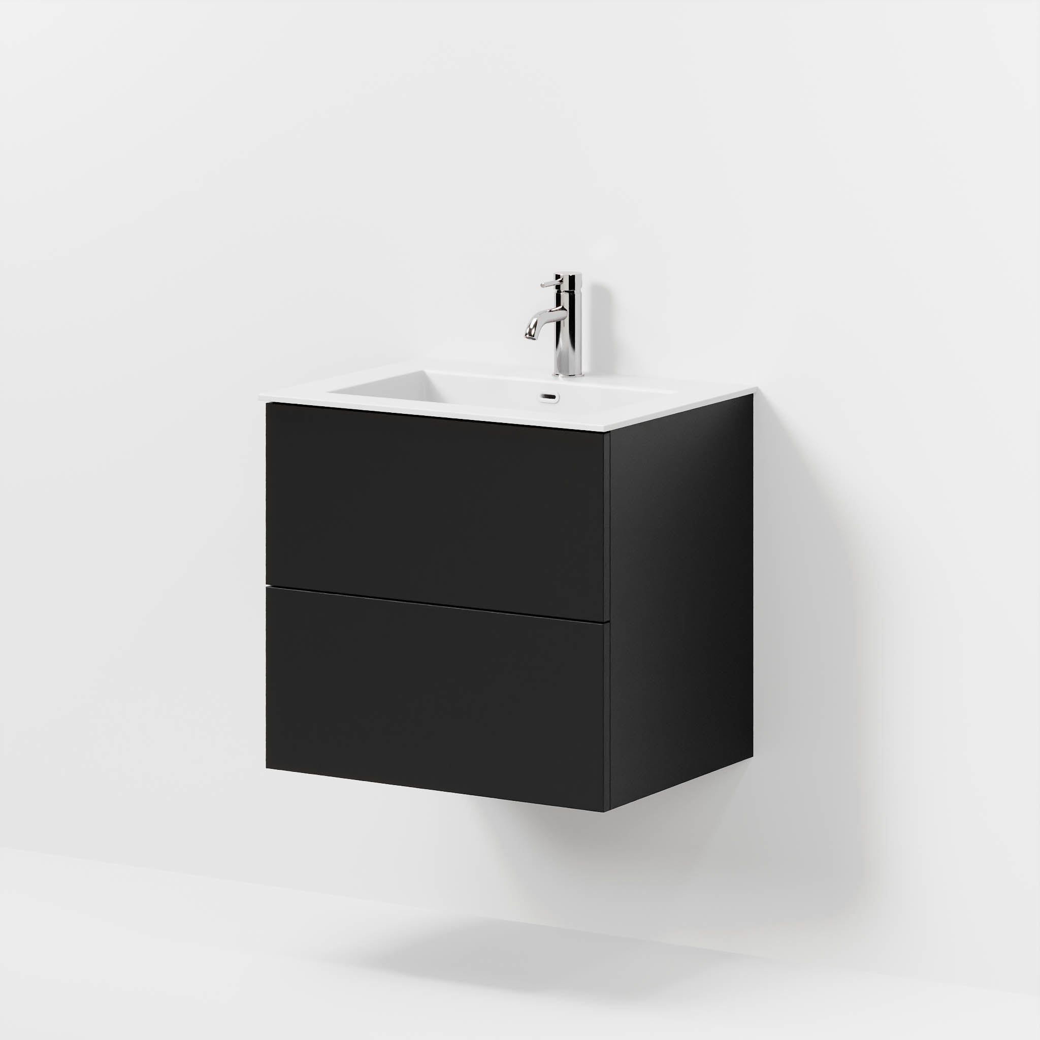 Badrumsmöbel med klassiska fronter - 60x46x57 cm - mattsvart - tvättställ i solid surface - Viborg - Tvättställsskåp - Bath Deluxe - 70-060-52-02-80 - BATHDELUXE SWEDEN