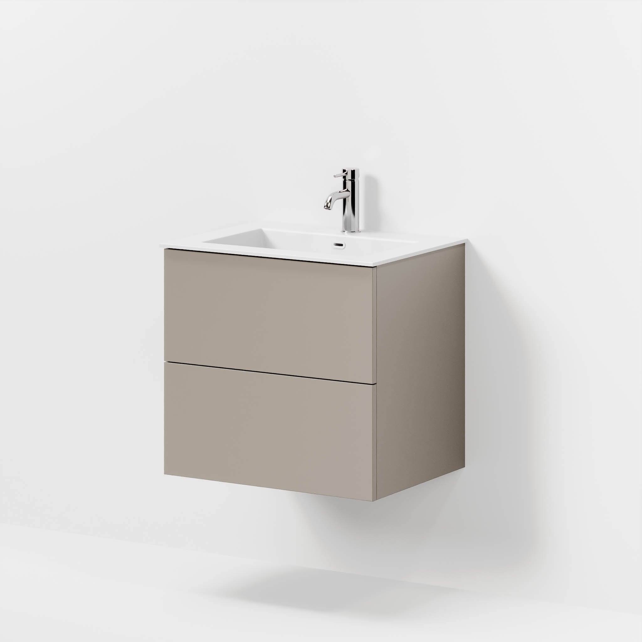 Badrumsmöbel med klassiska fronter - 60x46x57 cm - dämpad sand - tvättställ i solid surface - Viborg - Tvättställsskåp - Bath Deluxe - 70-060-52-30-80 - BATHDELUXE SWEDEN