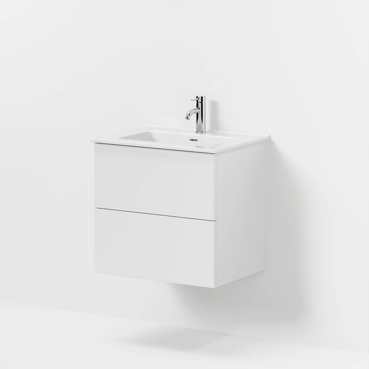 Badrumsmöbel med klassiska Fronter - 60x46x57 cm - matt vit - Porslin tvättställ - Vestbjerg - Tvättställsskåp - Bath Deluxe - Vestbjerg - 70-060-54-01-80 - BATHDELUXE SWEDEN