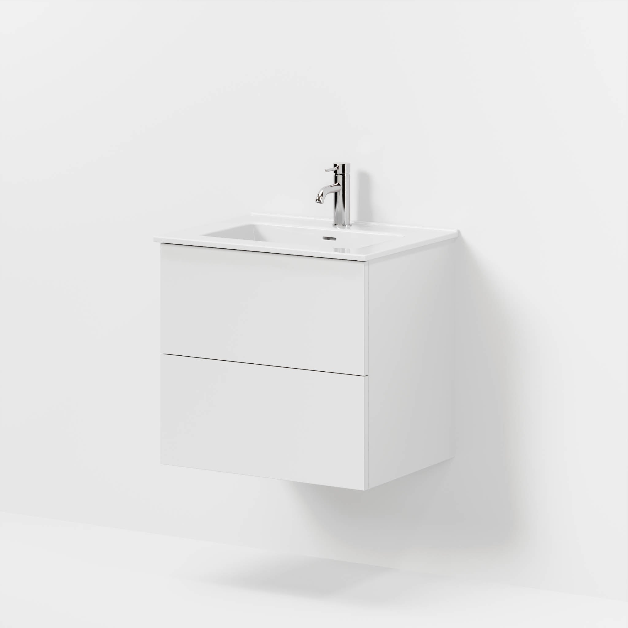 Badrumsmöbel med klassiska fronter - 60x46x57 cm - mattvit - vitt porslinstvättställ - Vestbjerg - Tvättställsskåp - Bath Deluxe - 70-060-54-01-80 - BATHDELUXE SWEDEN