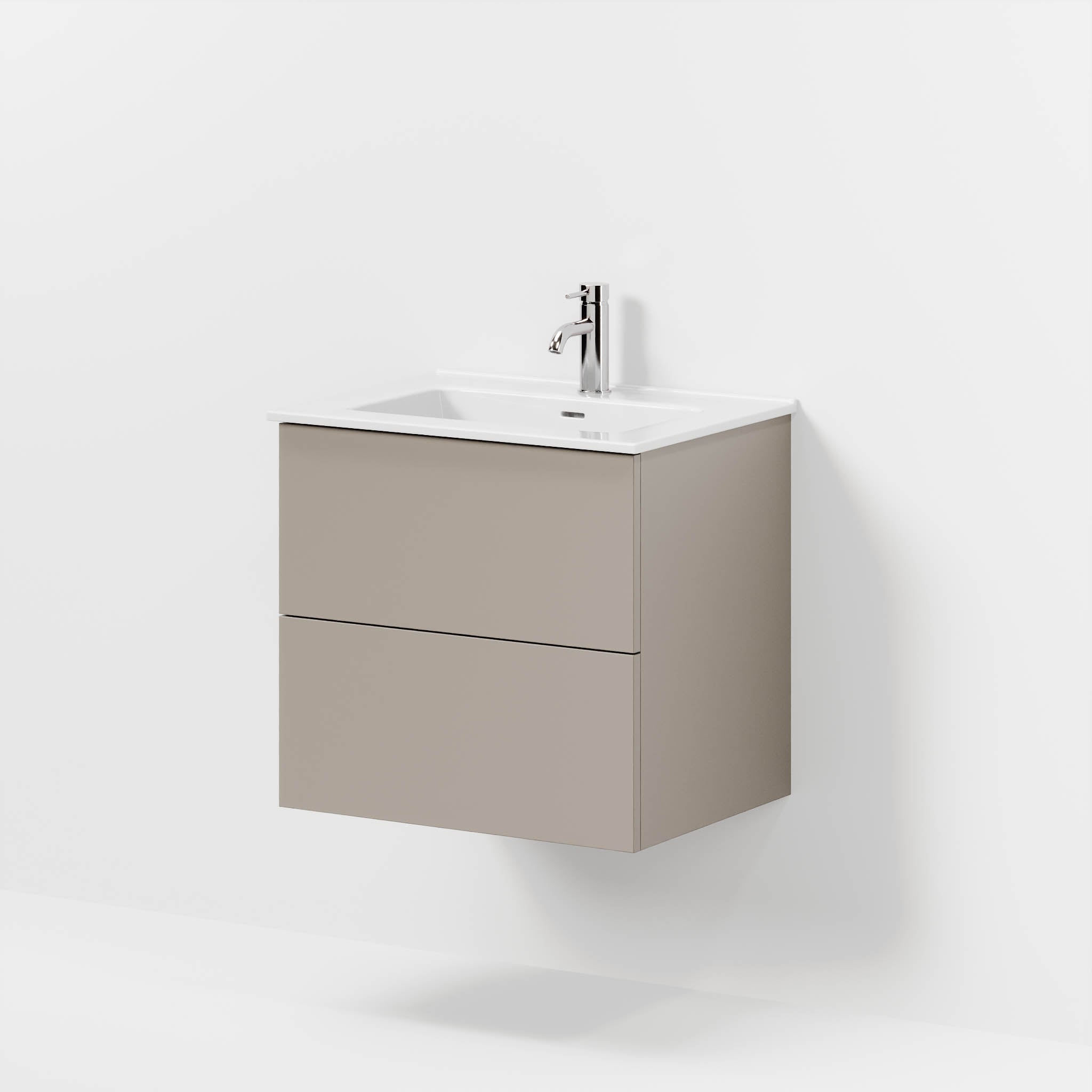 Badrumsmöbel med klassiska fronter - 60x46x57 cm - dämpad sand - vitt porslinstvättställ - Vestbjerg - Tvättställsskåp - Bath Deluxe - 70-060-54-30-80 - BATHDELUXE SWEDEN