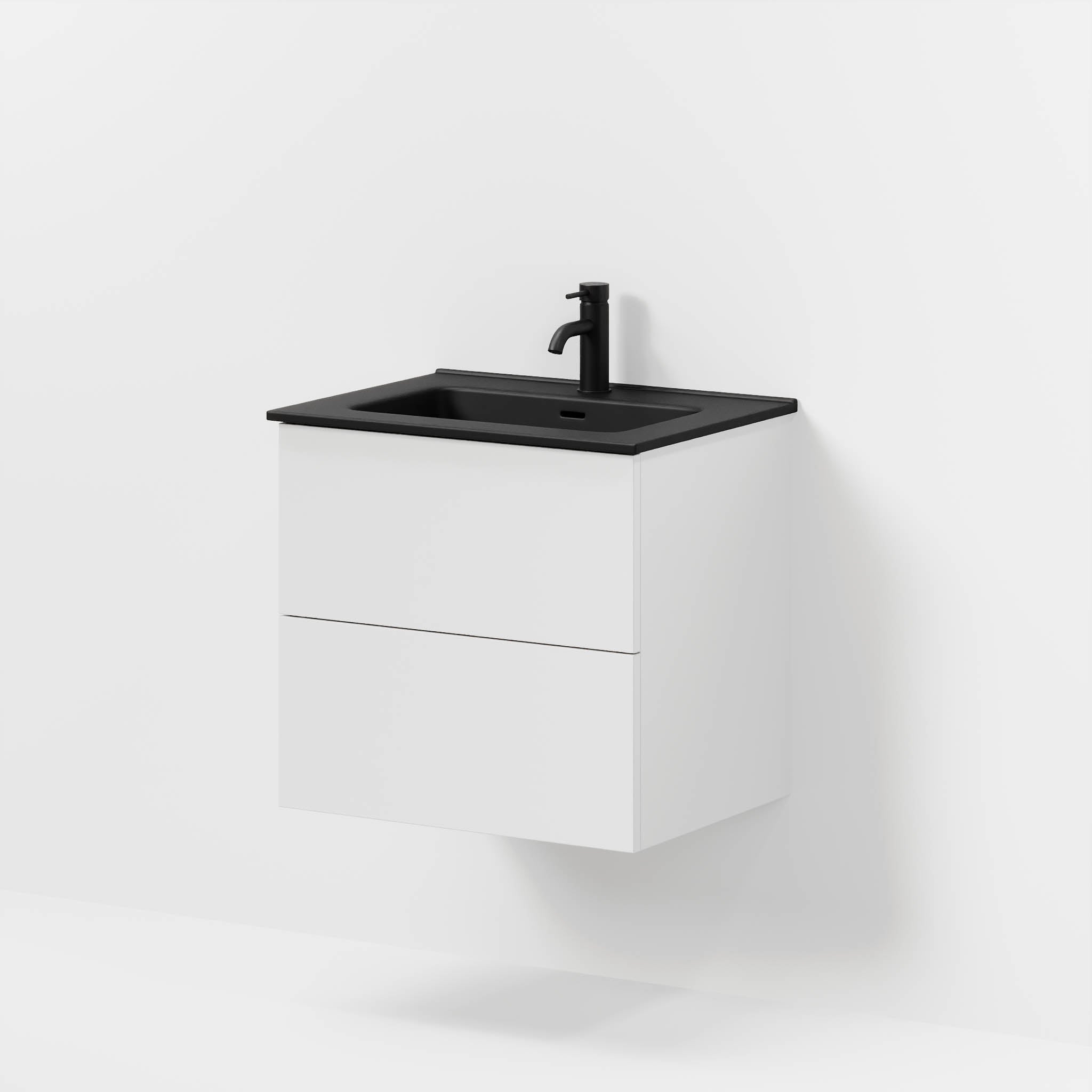 Badrumsmöbel med klassiska fronter - 60x46x57 cm - mattvit - vitt porslinstvättställ - Vadum - Tvättställsskåp - Bath Deluxe - 70-060-56-01-80 - BATHDELUXE SWEDEN