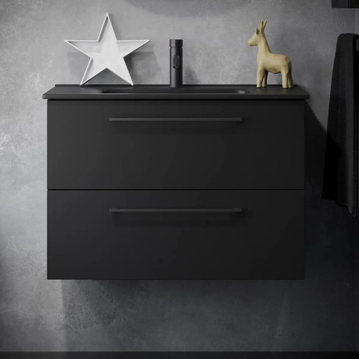 Vollen, Möbelset - Handfat &amp; Skåp, Svart Matta - 61 cm - Möbelset - Kod - BATH DELUXE - PRESTIGE - 70-060-56-02-40 - BATHDELUXE SWEDEN