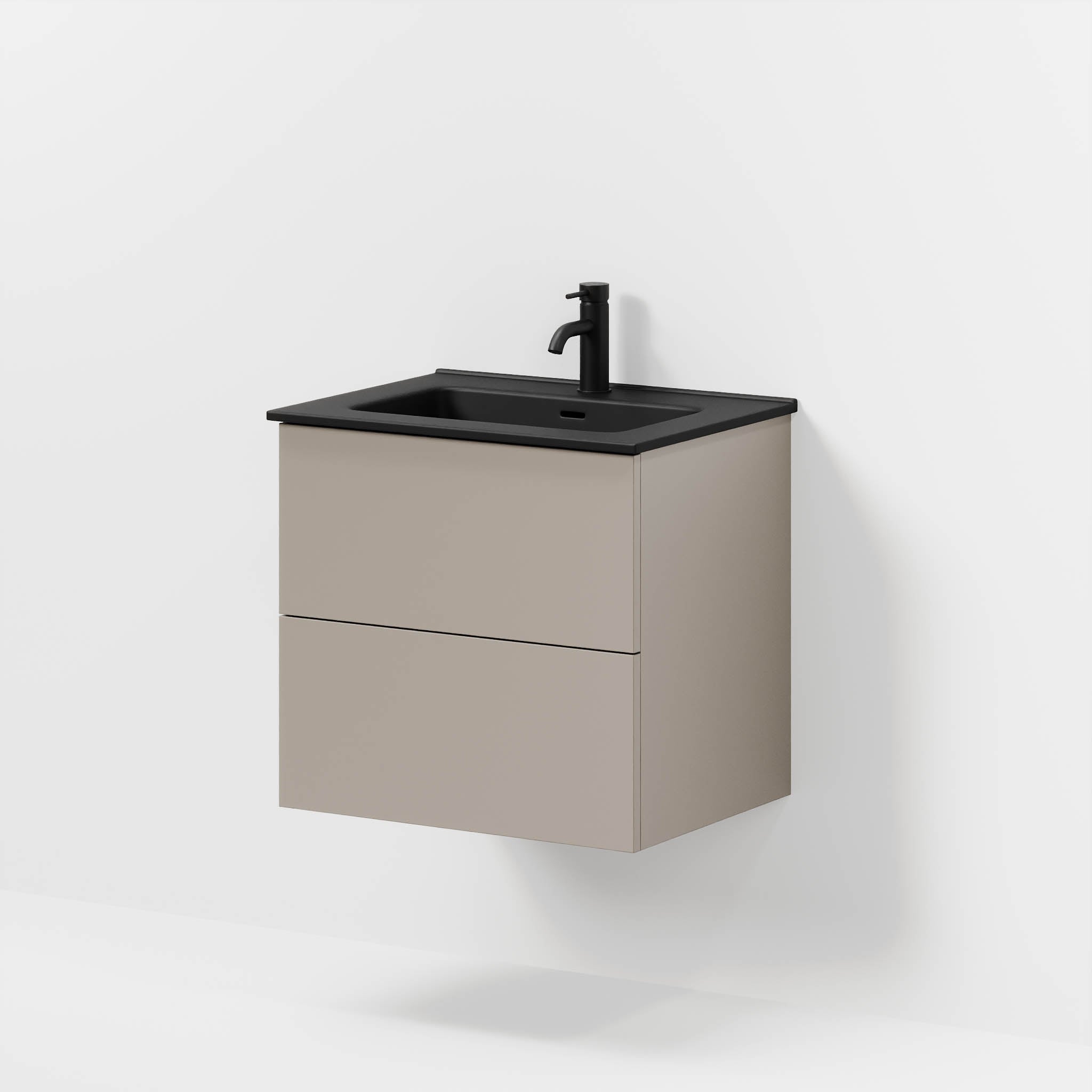 Badrumsmöbel med klassiska fronter - 60x46x57 cm - dämpad sand - vitt porslinstvättställ - Vadum - Tvättställsskåp - Bath Deluxe - 70-060-56-30-80 - BATHDELUXE SWEDEN