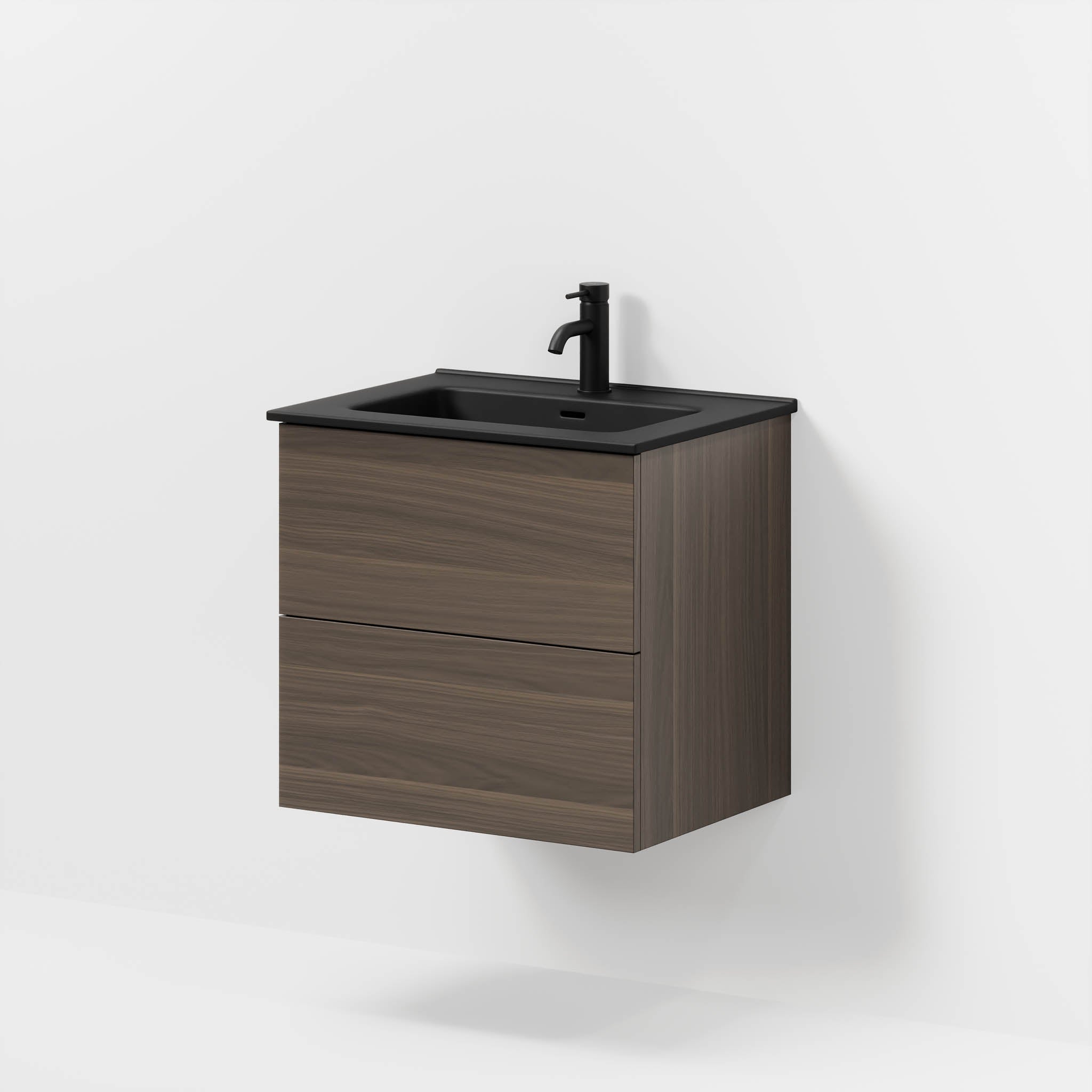Badrumsmöbel med klassiska fronter - 60x46x57 cm - valnöt - vitt porslinstvättställ - Vadum - Tvättställsskåp - Bath Deluxe - 70-060-56-84-80 - BATHDELUXE SWEDEN