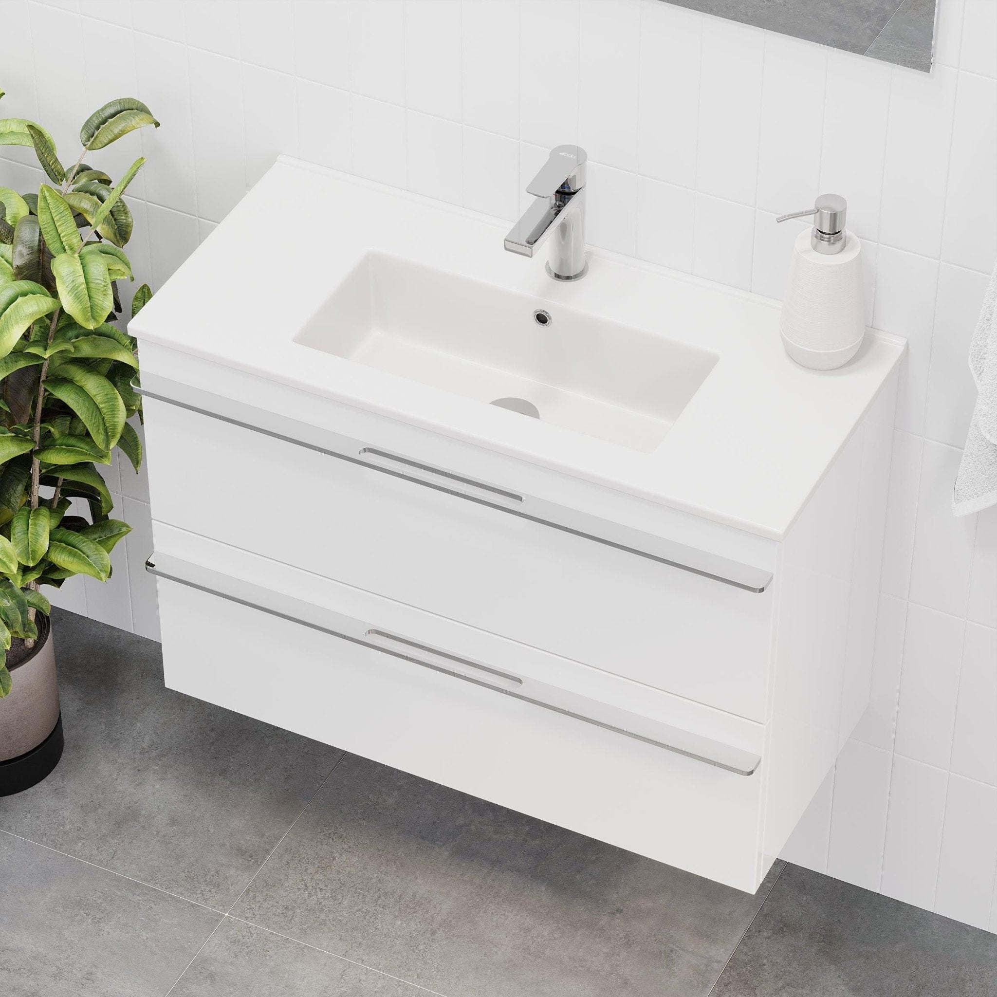 Vatna Slimline Badrumsmöbel, Vit Högblank - Tvättställsskåp - BATH DELUXE - PRESTIGE - 70 - 080 - 50 - 11 - 40 - BATHDELUXE SWEDEN