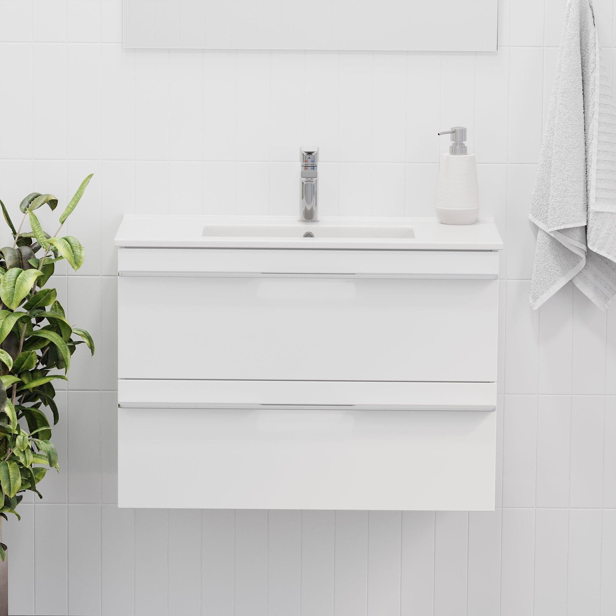 Vatna Slimline Badrumsmöbel, Vit Högblank - Tvättställsskåp - BATH DELUXE - PRESTIGE - 70 - 080 - 50 - 11 - 40 - BATHDELUXE SWEDEN
