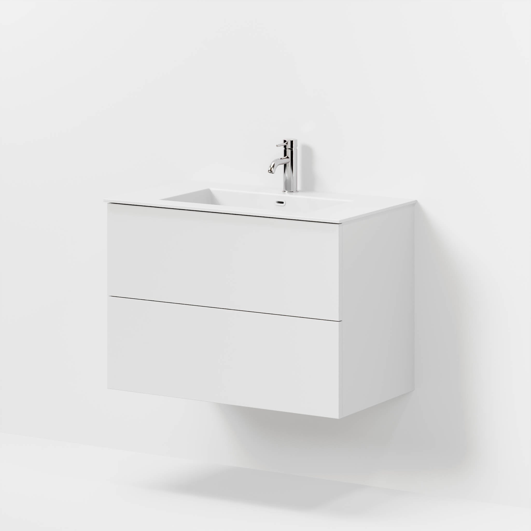 Badrumsmöbel med klassiska fronter - 80x46x57 cm - mattvit - tvättställ i solid surface - Viborg - Tvättställsskåp - Bath Deluxe - 70-080-52-01-80 - BATHDELUXE SWEDEN