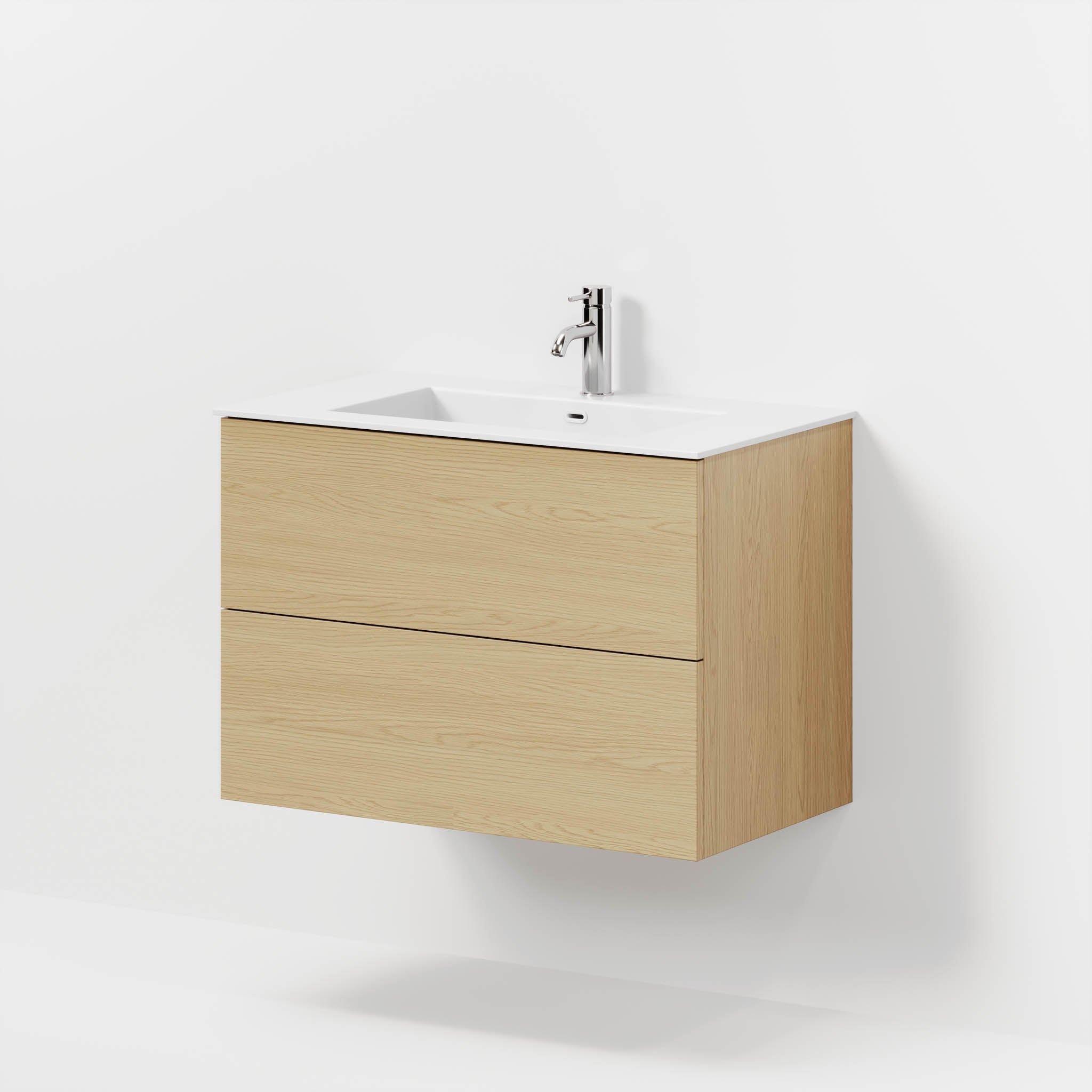 Badrumsmöbel med klassiska fronter - 80x46x57 cm - ek - tvättställ i solid surface - Viborg - Tvättställsskåp - Bath Deluxe - 70-080-52-86-80 - BATHDELUXE SWEDEN