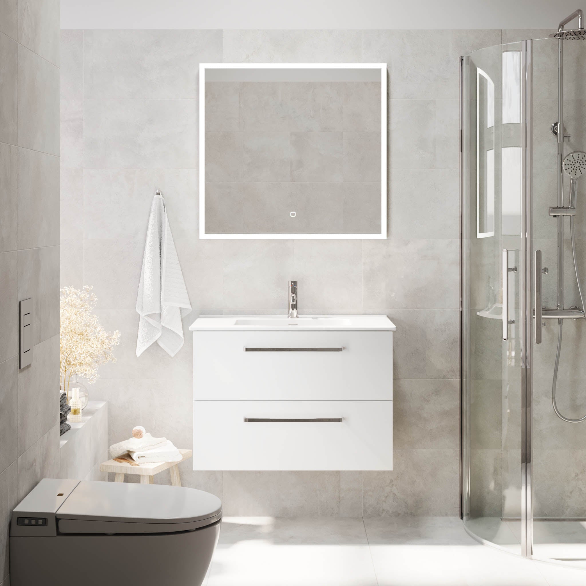 Voss Badrumsmöbel - Vit Matt - Badrumsmöbel - BATH DELUXE - PRESTIGE - 70-080-54-01-60 - BATHDELUXE SWEDEN