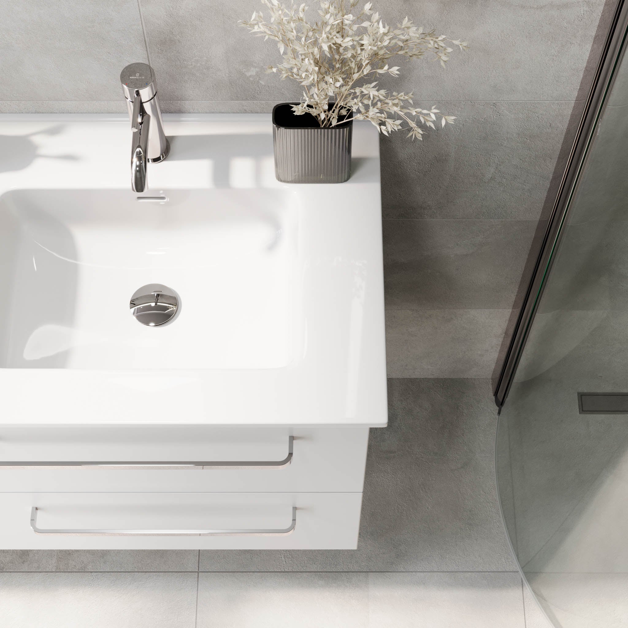 Voss Badrumsmöbel - Vit Matt - Badrumsmöbel - BATH DELUXE - PRESTIGE - 70-080-54-01-60 - BATHDELUXE SWEDEN