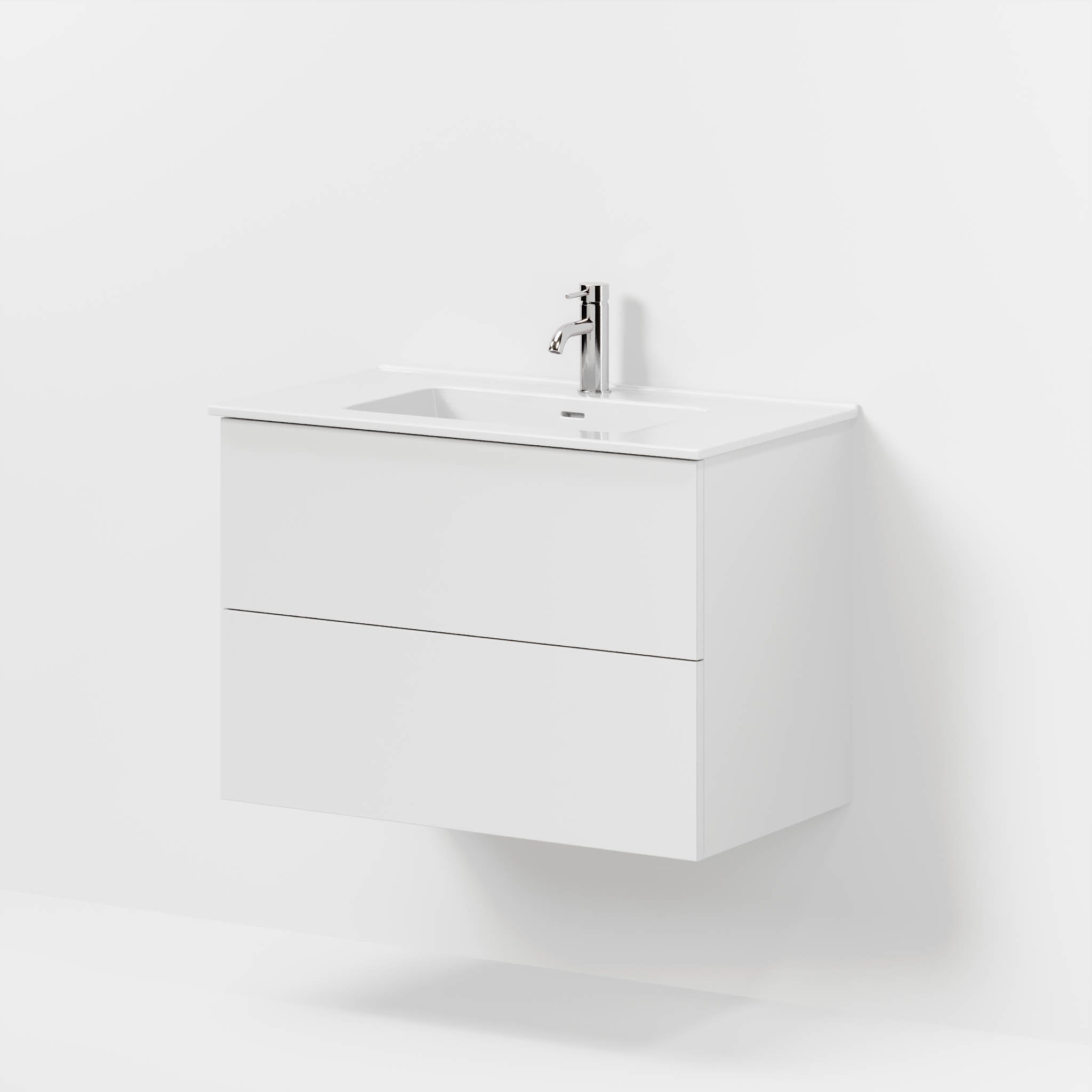 Badrumsmöbel med klassiska fronter - 80x46x57 cm - mattvit - vitt porslinstvättställ - Vestbjerg - Tvättställsskåp - Bath Deluxe - 70-080-54-01-80 - BATHDELUXE SWEDEN