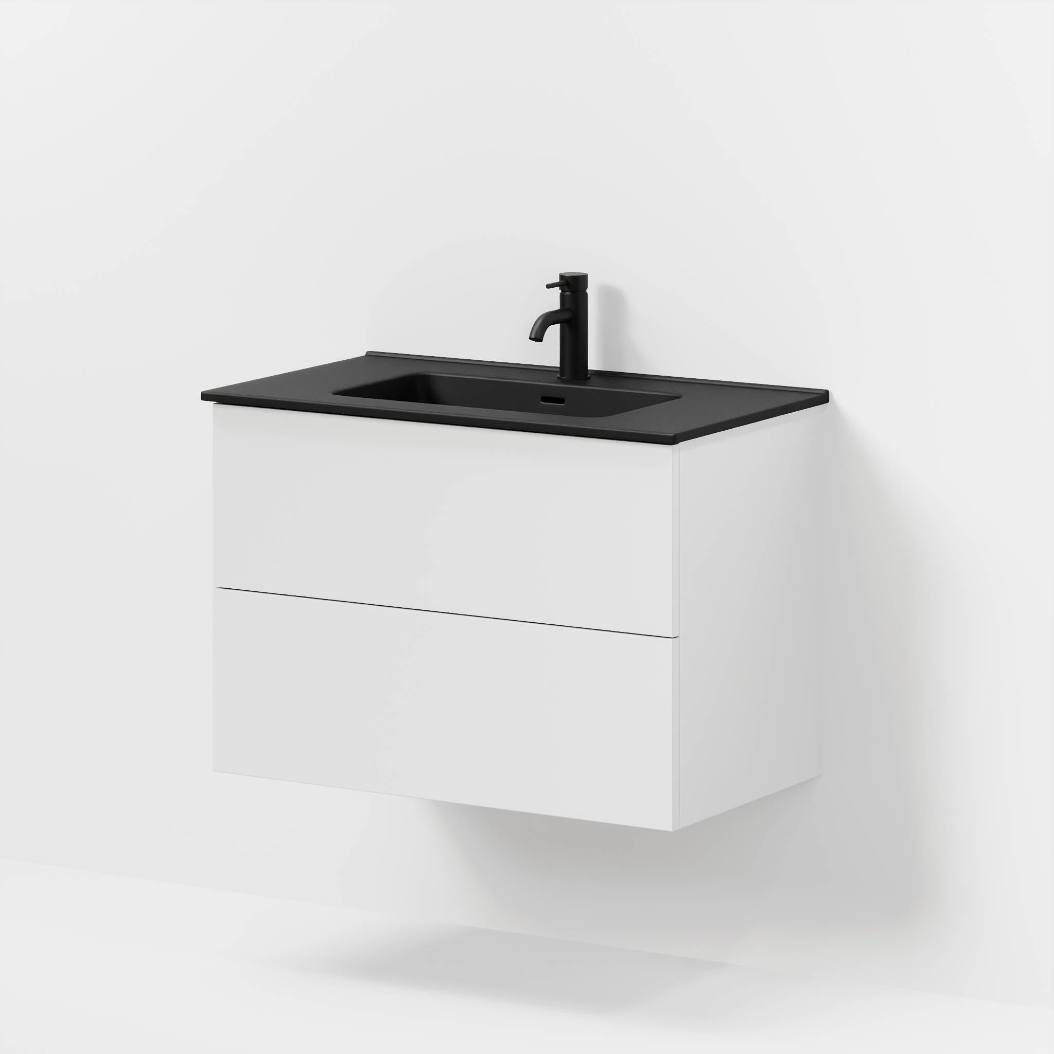 Badrumsmöbel med klassiska fronter - 80x46x57 cm - mattvit - vitt porslinstvättställ - Vadum - Tvättställsskåp - Bath Deluxe - 70-080-56-01-80 - BATHDELUXE SWEDEN