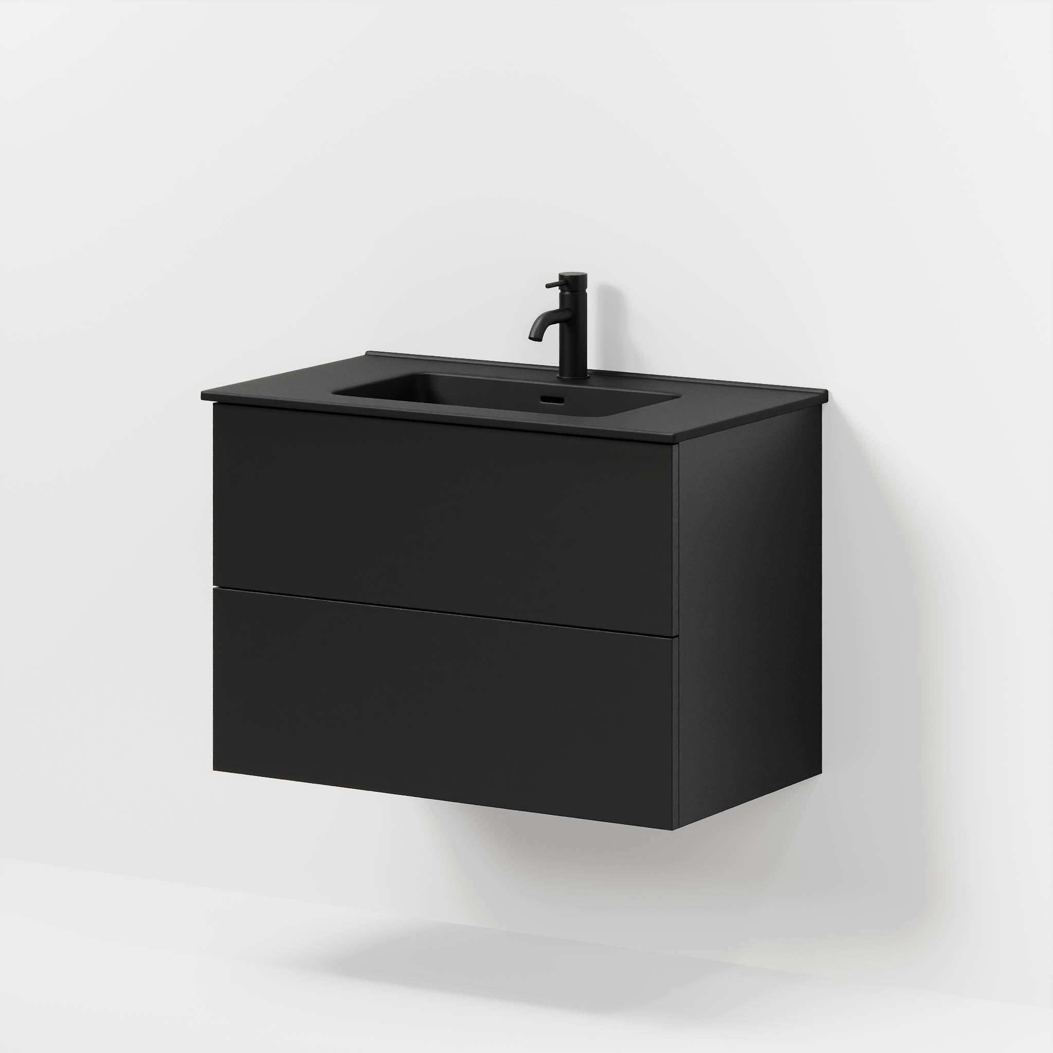 Badrumsmöbel med klassiska fronter - 80x46x57 cm - mattsvart - vitt porslinstvättställ - Vadum - Tvättställsskåp - Bath Deluxe - 70-080-56-02-80 - BATHDELUXE SWEDEN