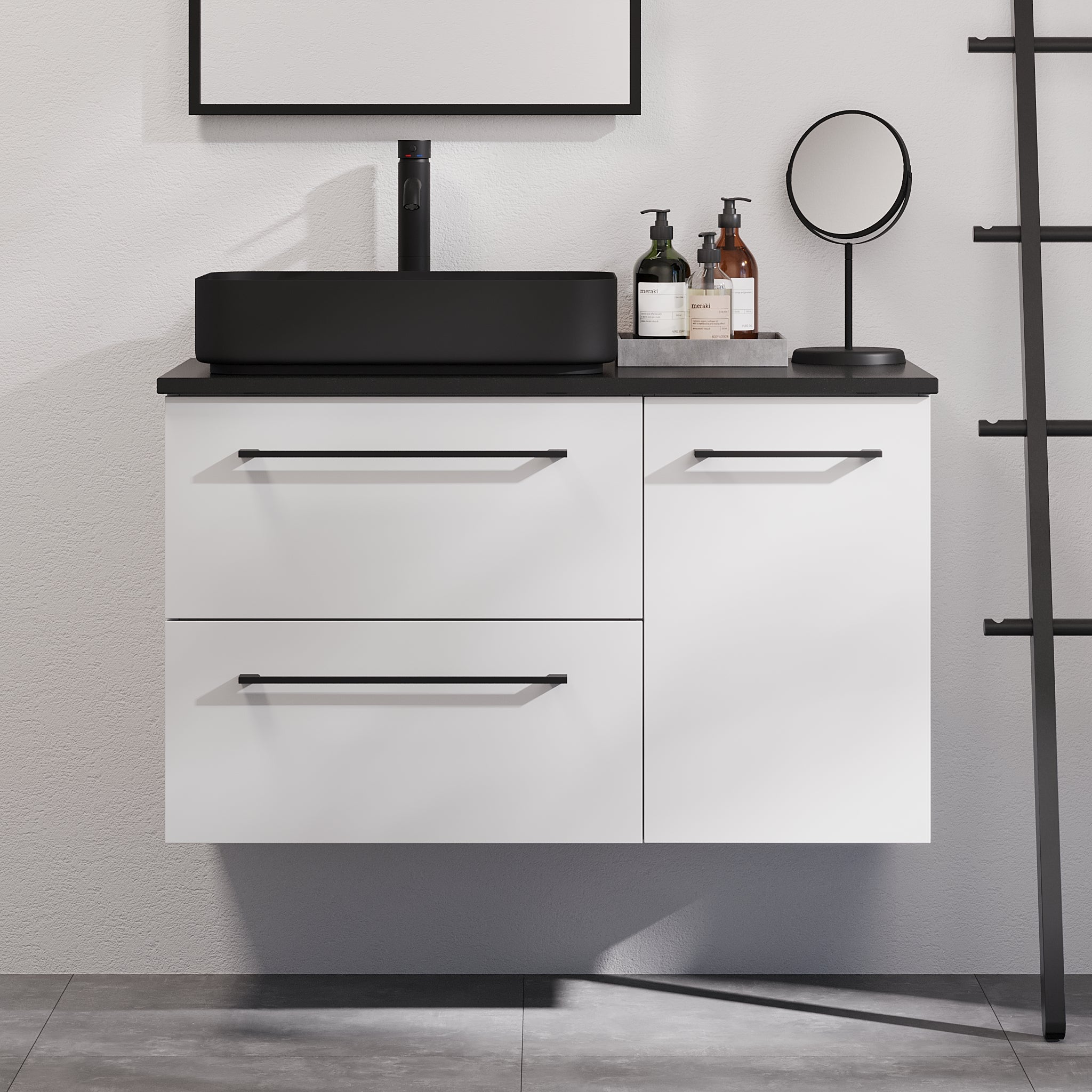 Vårhus Badrumsmöbel, Vit Matt - Tvättställsskåp - BATH DELUXE - PRESTIGE - 70 - 095 - 32 - 01 - 40 - BATHDELUXE SWEDEN