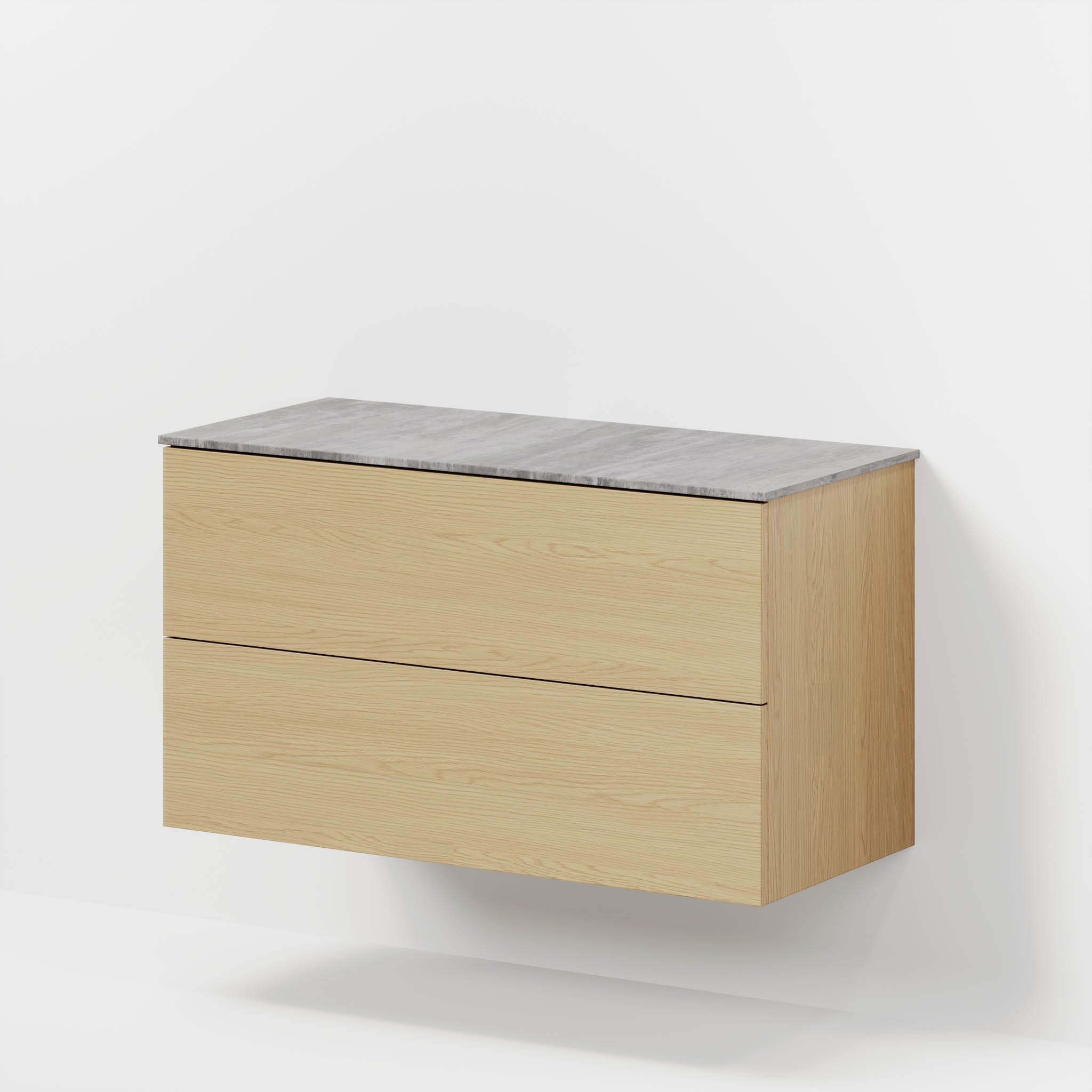 Badrumsmöbel med klassiska fronter – 100x46x56 cm – ek – melaminbänkskiva i betonglook – Vinderup - Tvättställsskåp - Bath Deluxe - 70-100-11-86-80 - BATHDELUXE SWEDEN