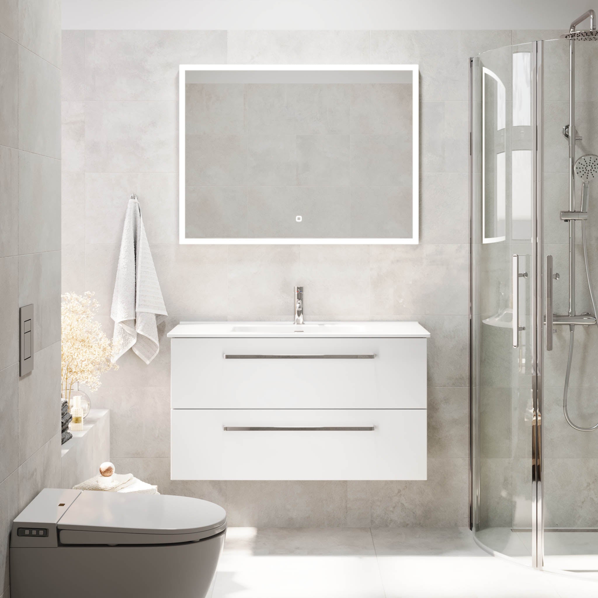 Voss Badrumsmöbel - Vit Matt - Badrumsmöbel - BATH DELUXE - PRESTIGE - 70-100-54-01-60 - BATHDELUXE SWEDEN