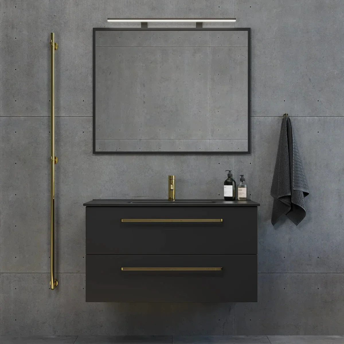 Vegsund Badrumsmöbel, Svart Matt - Tvättställsskåp - BATH DELUXE - PRESTIGE - 70 - 100 - 56 - 02 - 30 - BATHDELUXE SWEDEN