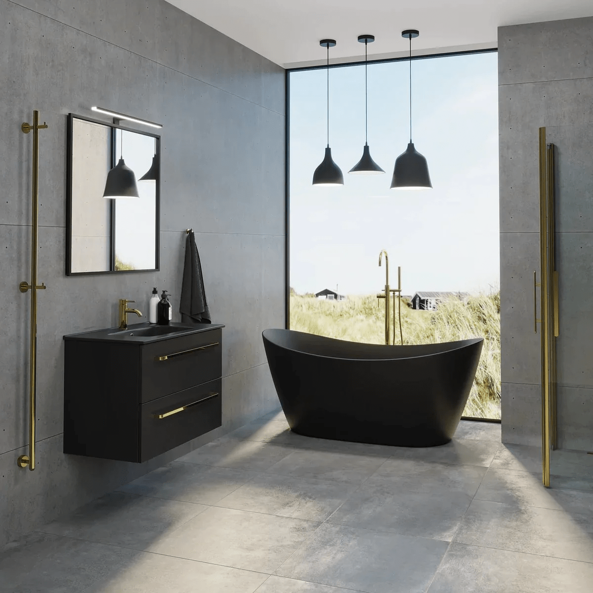 Vegsund Badrumsmöbel, Svart Matt - Tvättställsskåp - BATH DELUXE - PRESTIGE - 70 - 100 - 56 - 02 - 30 - BATHDELUXE SWEDEN