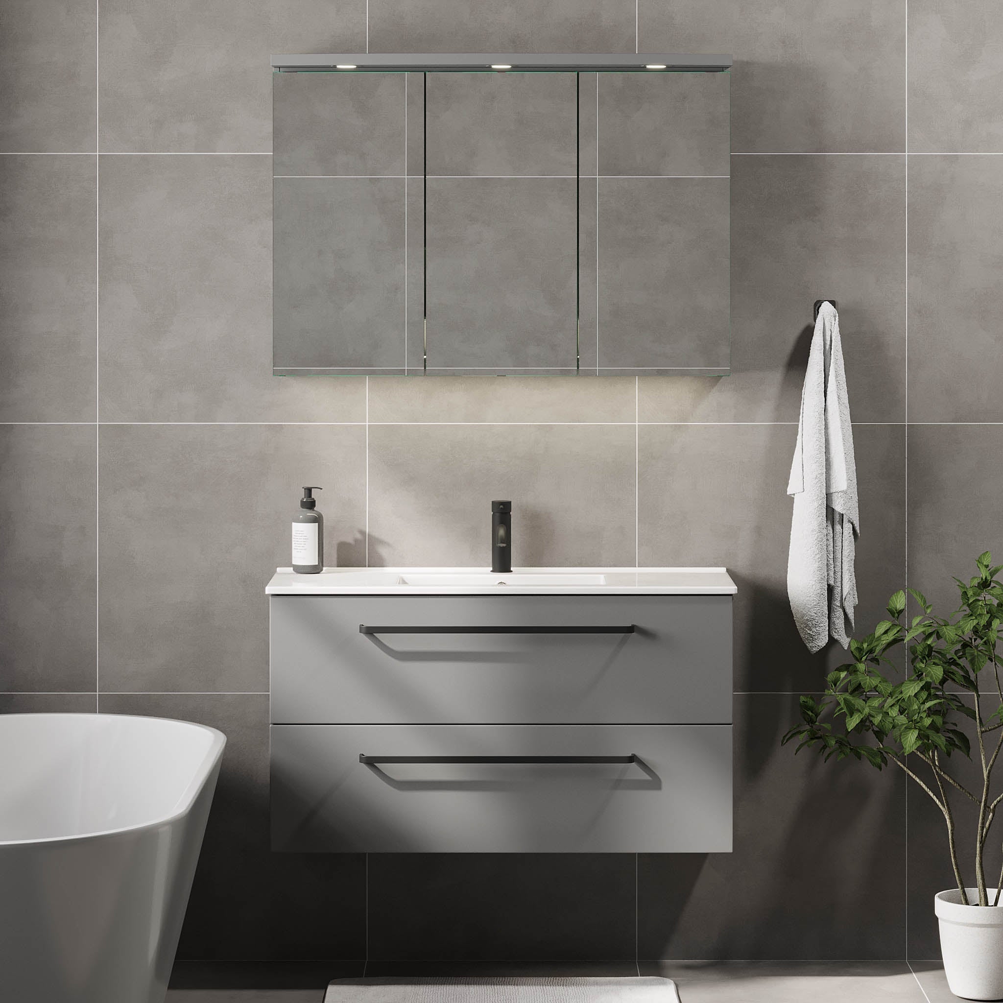 Vegsund Tvättställsskåp Slimline, Grå Matt - Tvättställsskåp - BATH DELUXE - PRESTIGE - 70 - 100 - 70 - 03 - 30 - BATHDELUXE SWEDEN