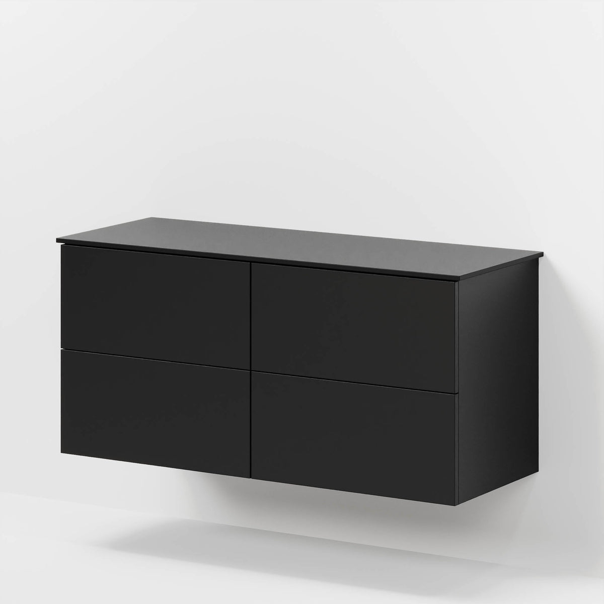 Badrumsmöbel med klassiska Fronter - 120x46x56 cm - Matt svart - melaminbänkskiva i Matt svart för två Tvättställ - Virklund - Tvättställsskåp - Bath Deluxe - Virklund - 70-120-10-02-81 - BATHDELUXE SWEDEN