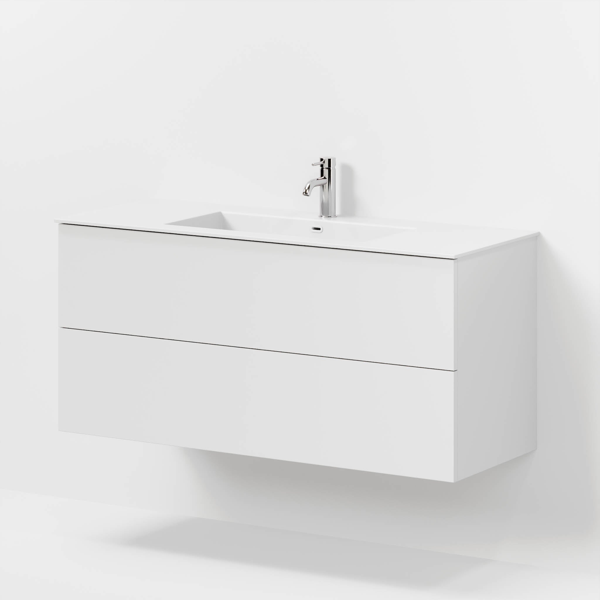 Badrumsmöbel med klassiska fronter - 120x46x57 cm - mattvit - tvättställ i solid surface - Viborg - Tvättställsskåp - Bath Deluxe - 70-120-52-01-80 - BATHDELUXE SWEDEN