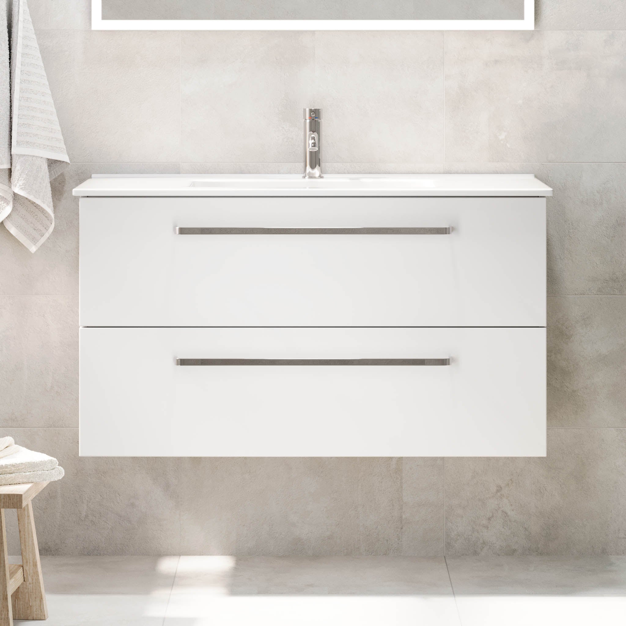 Voss Badrumsmöbel - Vit Matt - Badrumsmöbel - BATH DELUXE - PRESTIGE - 70-120-54-01-60 - BATHDELUXE SWEDEN