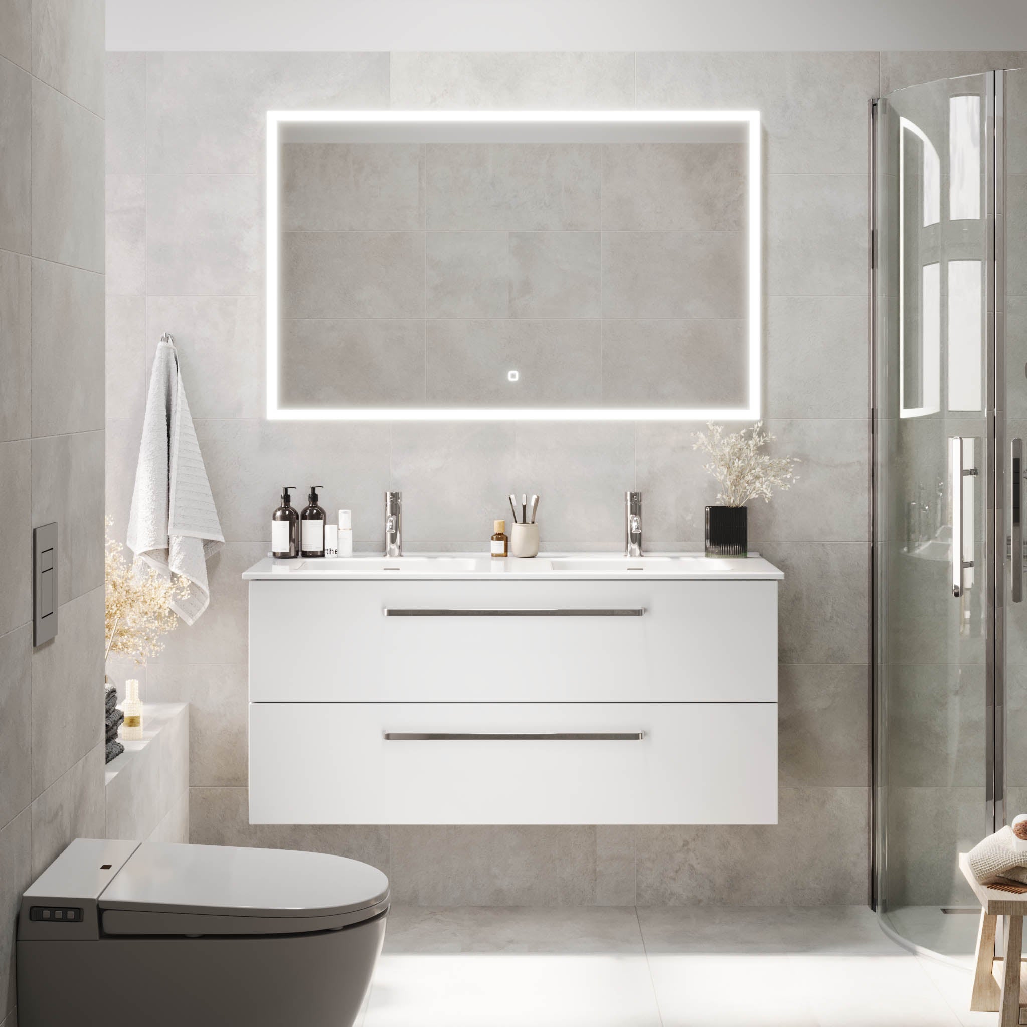 Voss Badrumsmöbel - Vit Matt - Badrumsmöbel - BATH DELUXE - PRESTIGE - 70-120-54-01-61 - BATHDELUXE SWEDEN