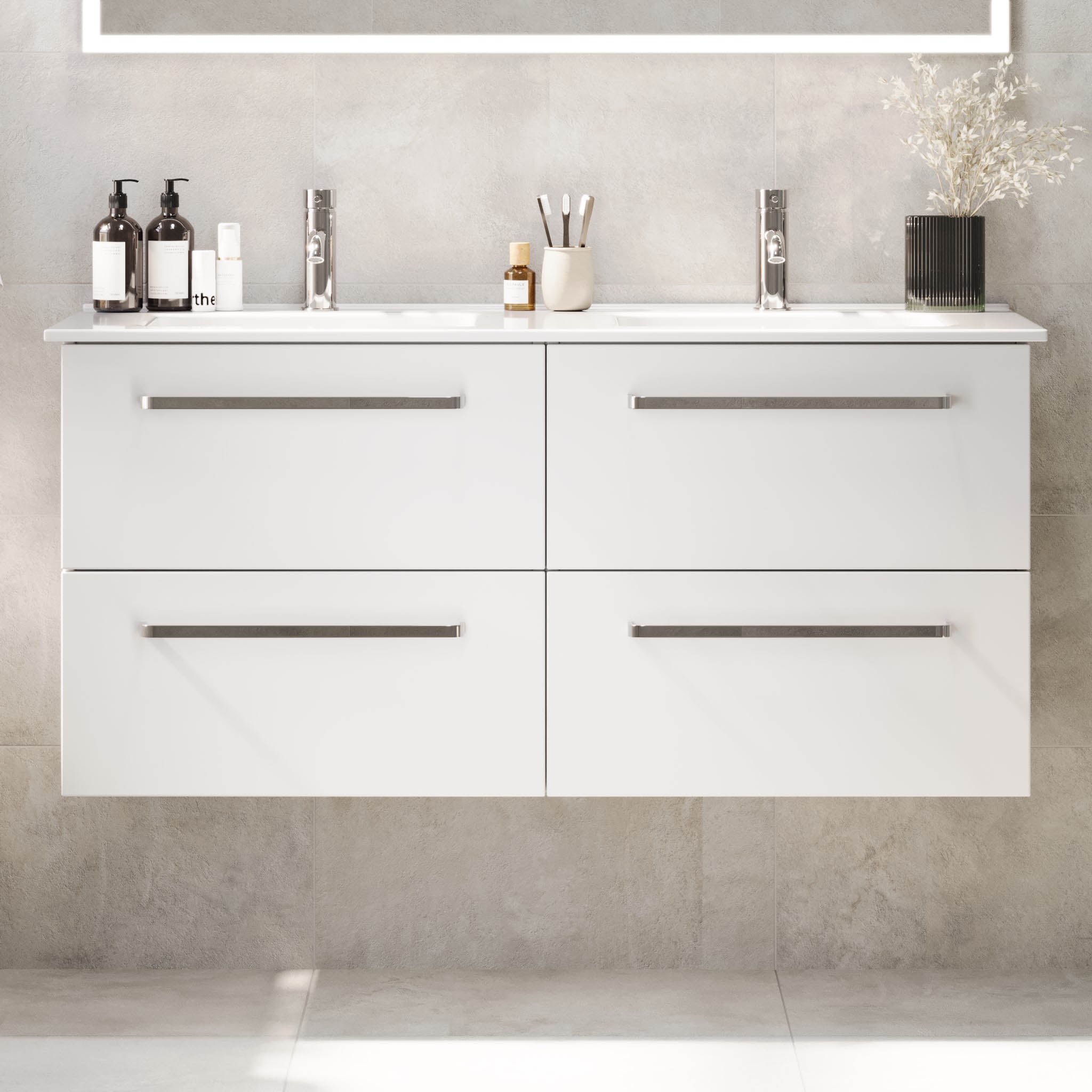 Voss Badrumsmöbel - Vit Matt - Badrumsmöbel - BATH DELUXE - PRESTIGE - 70-120-54-01-62 - BATHDELUXE SWEDEN