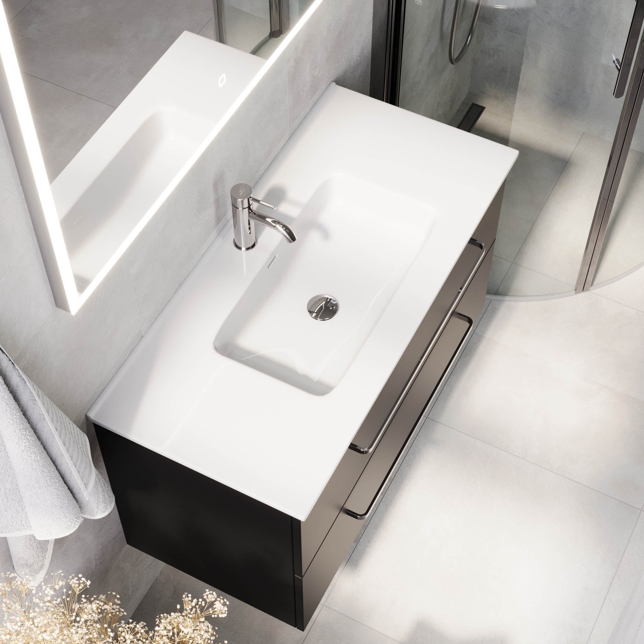 Voss Badrumsmöbel - Matt Svart - Badrumsmöbel - BATH DELUXE - PRESTIGE - 70-120-54-02-62 - BATHDELUXE SWEDEN