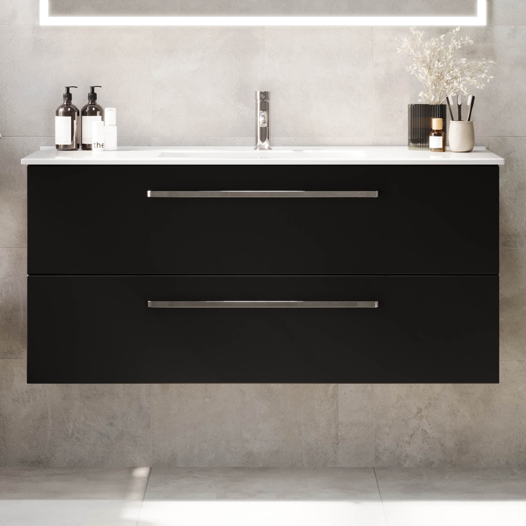 Voss Badrumsmöbel - Matt Svart - Badrumsmöbel - BATH DELUXE - PRESTIGE - 70-120-54-02-62 - BATHDELUXE SWEDEN