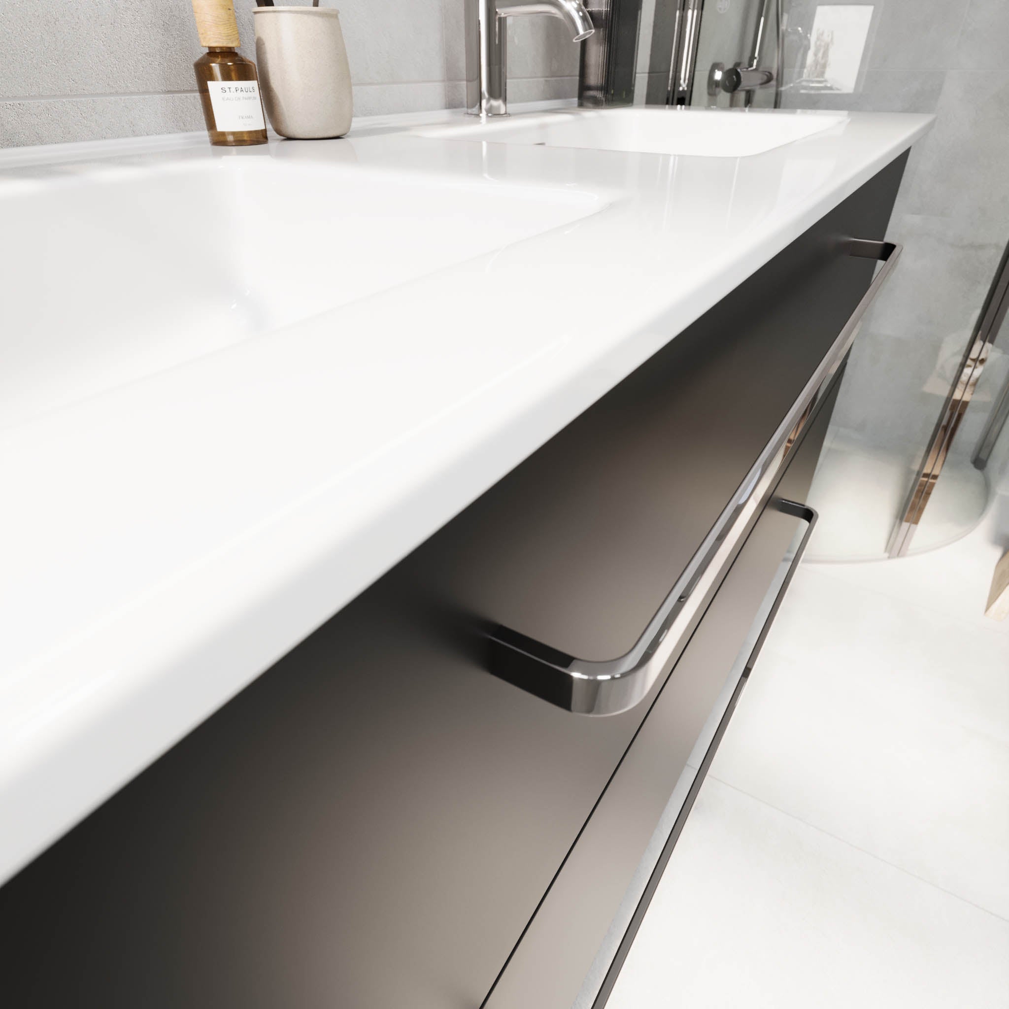 Voss Badrumsmöbel - Matt Svart - Badrumsmöbel - BATH DELUXE - PRESTIGE - 70-120-54-02-62 - BATHDELUXE SWEDEN