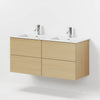 Badrumsmöbel med klassiska Fronter - 120x46x57 cm - ek - Porslin dubbelt handfat - Vestbjerg - Tvättställsskåp - Bath Deluxe - Vestbjerg - 70-120-54-86-81 - BATHDELUXE SWEDEN