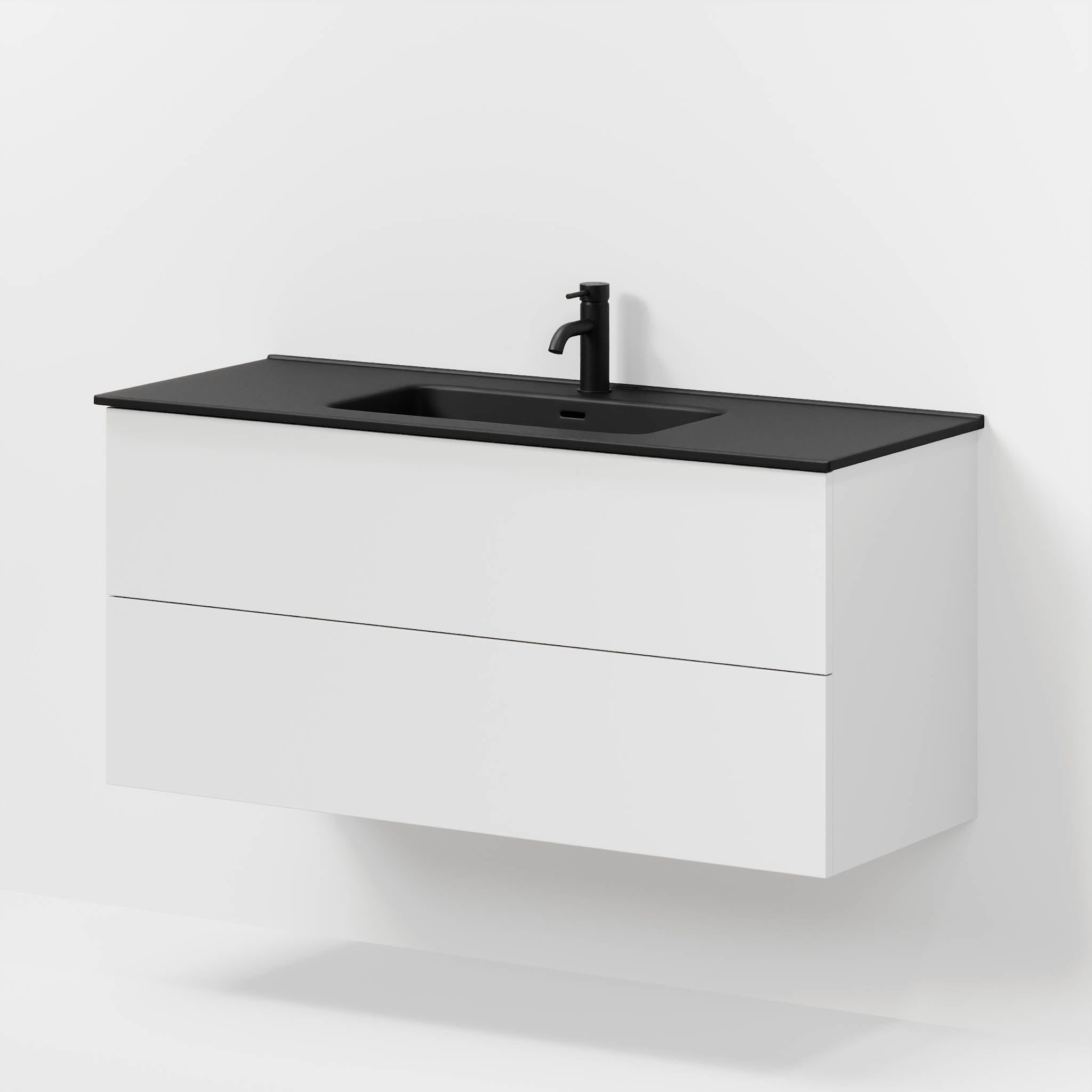 Badrumsmöbel med klassiska fronter - 120x46x57 cm - mattvit - vitt porslinstvättställ - Vadum - Tvättställsskåp - Bath Deluxe - 70-120-56-01-80 - BATHDELUXE SWEDEN