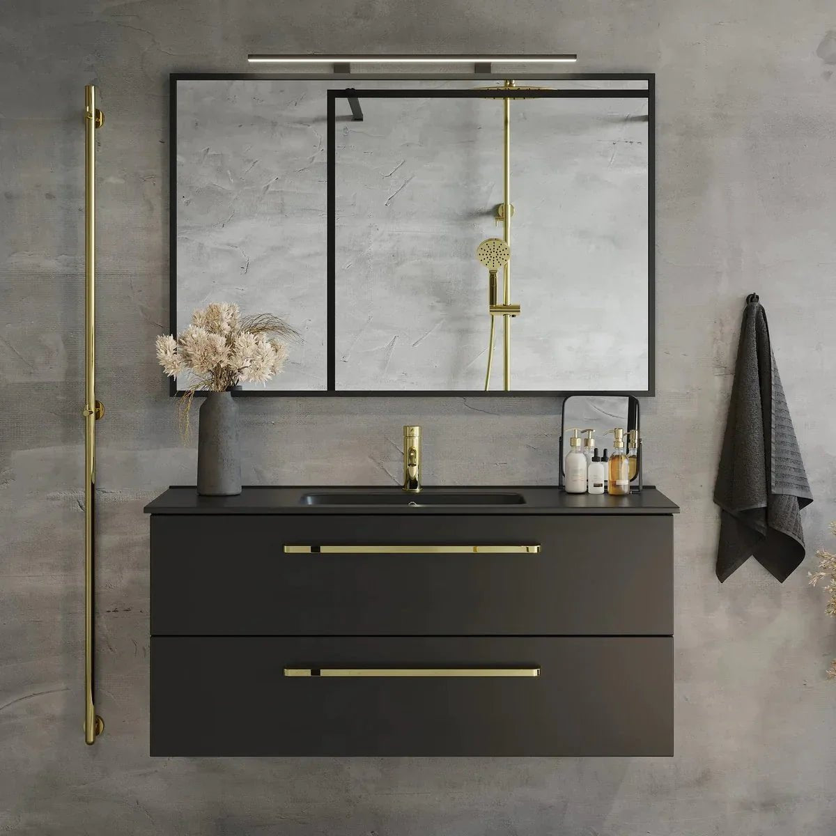 Vegsund Badrumsmöbel, Svart Matt - Tvättställsskåp - BATH DELUXE - PRESTIGE - 70 - 120 - 56 - 02 - 30 - BATHDELUXE SWEDEN